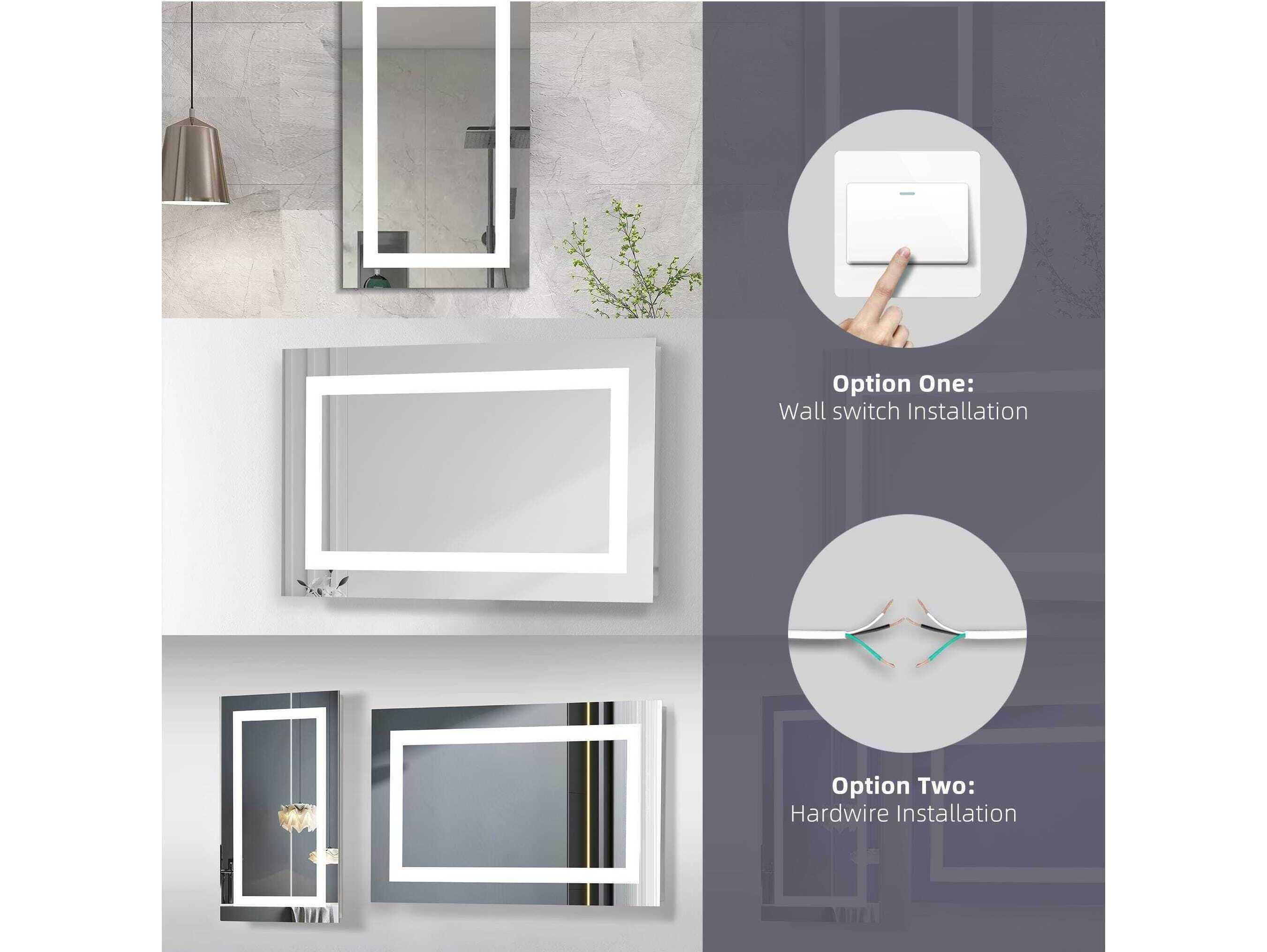 Elegant Lighting Riven White Rectangular Wall Mirror