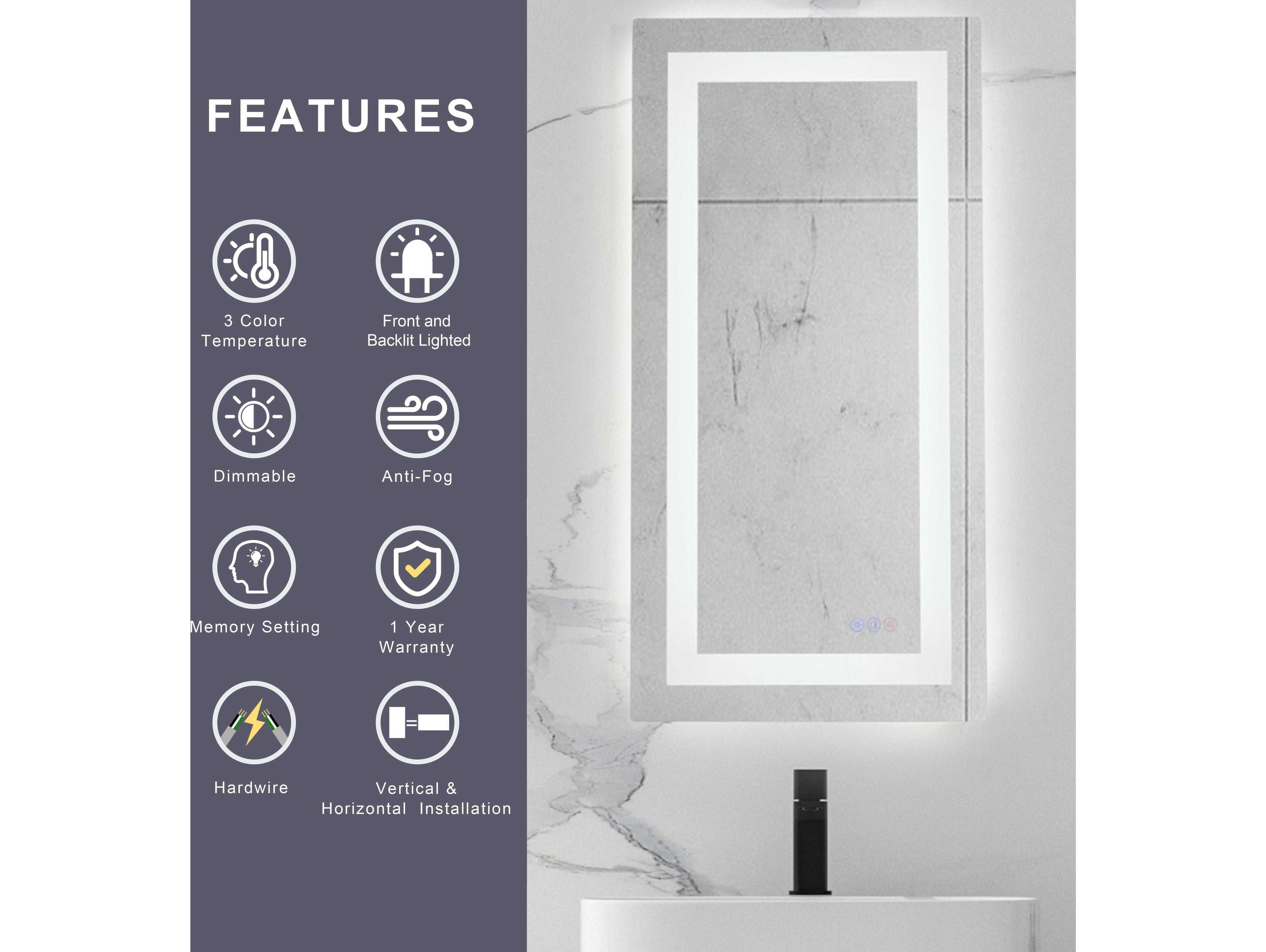 Elegant Lighting Riven White Rectangular Wall Mirror