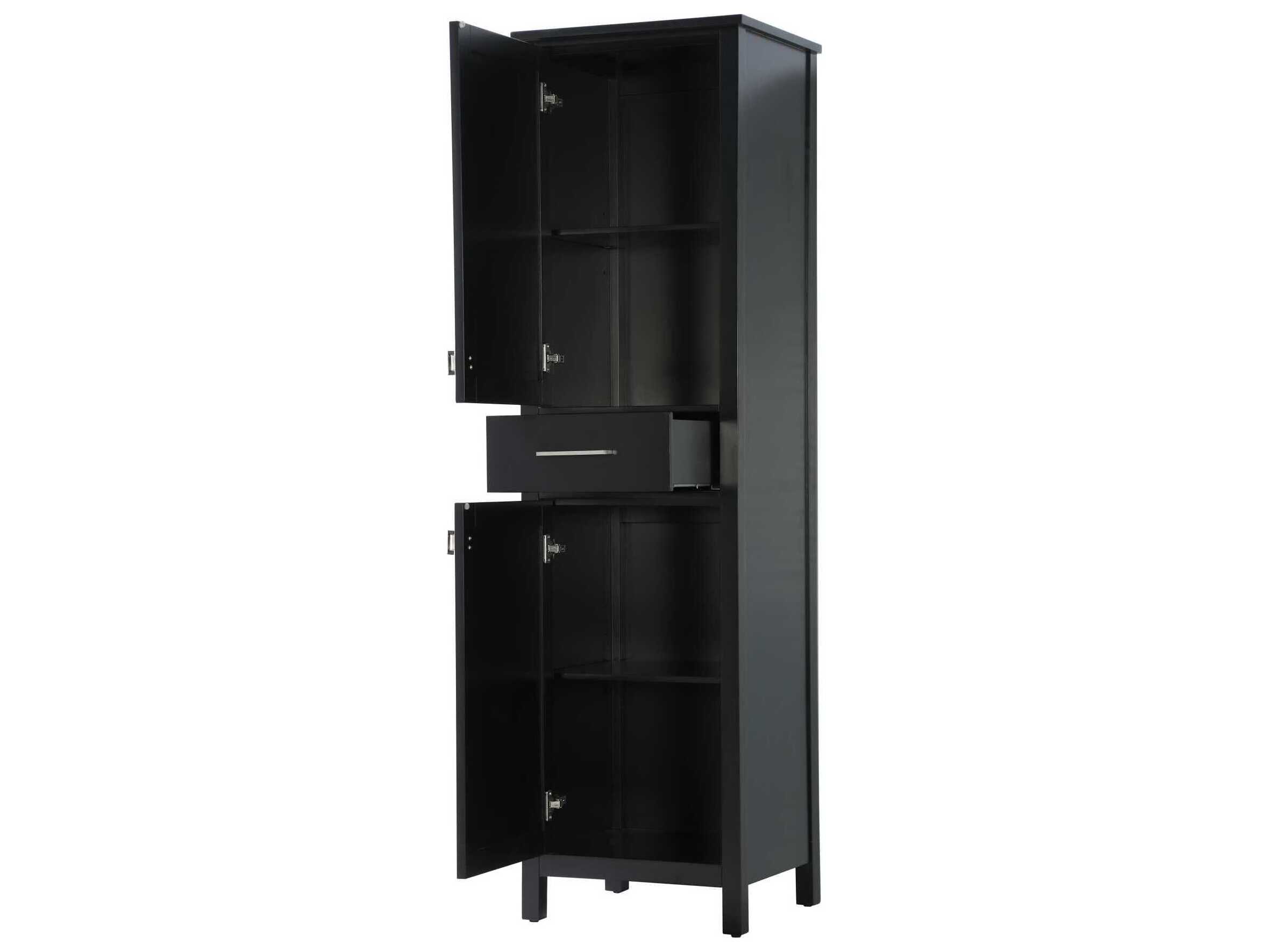 Elegant Lighting Irene Black Rubberwood Bath Storage Cabinet