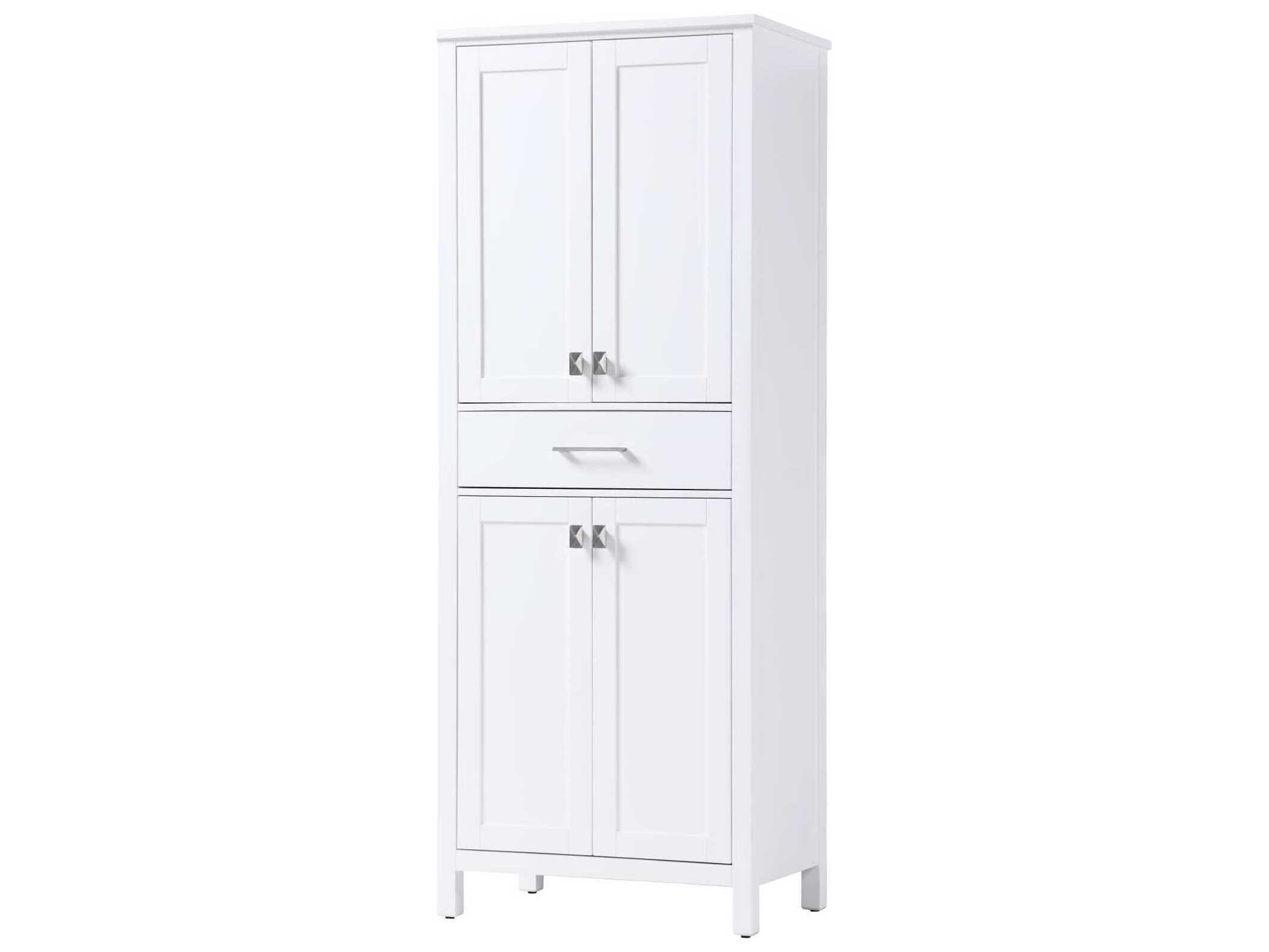 Elegant Lighting Irene White Rubberwood Bath Storage Cabinet