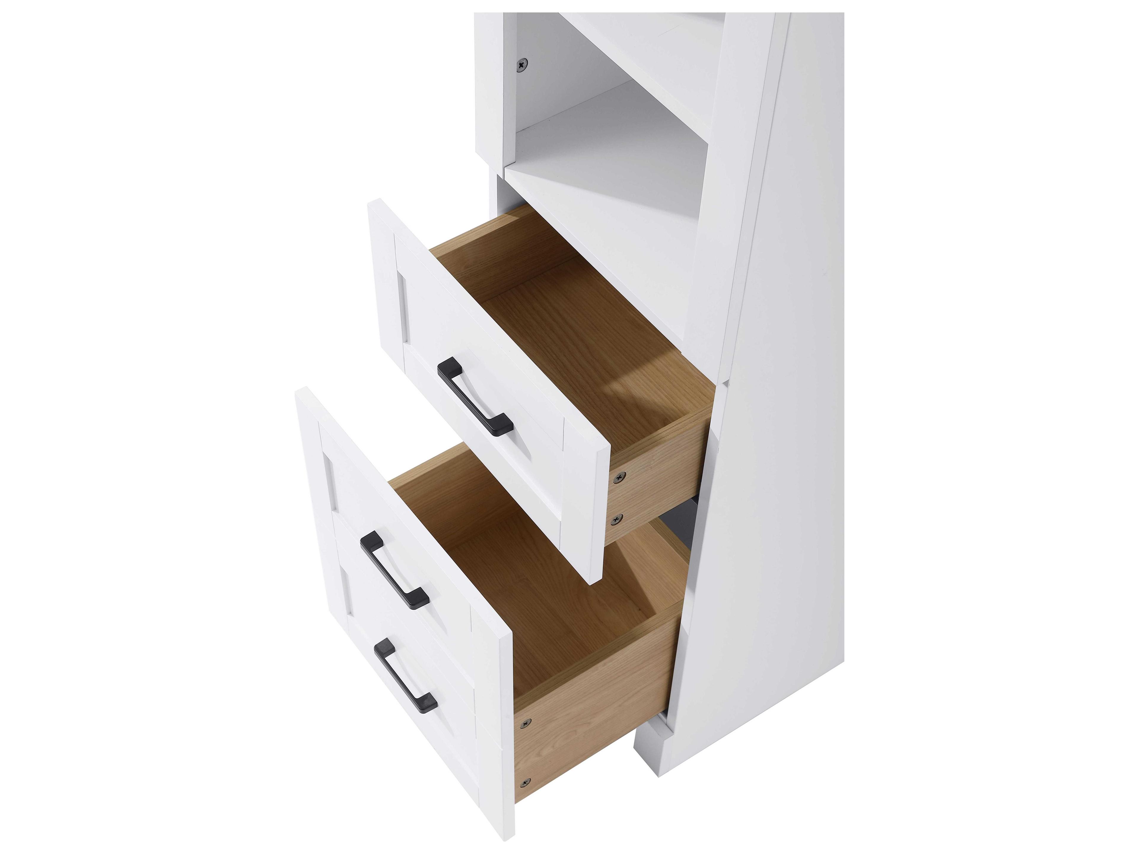 Elegant Lighting Soma White Bath Storage Glass Cabinet