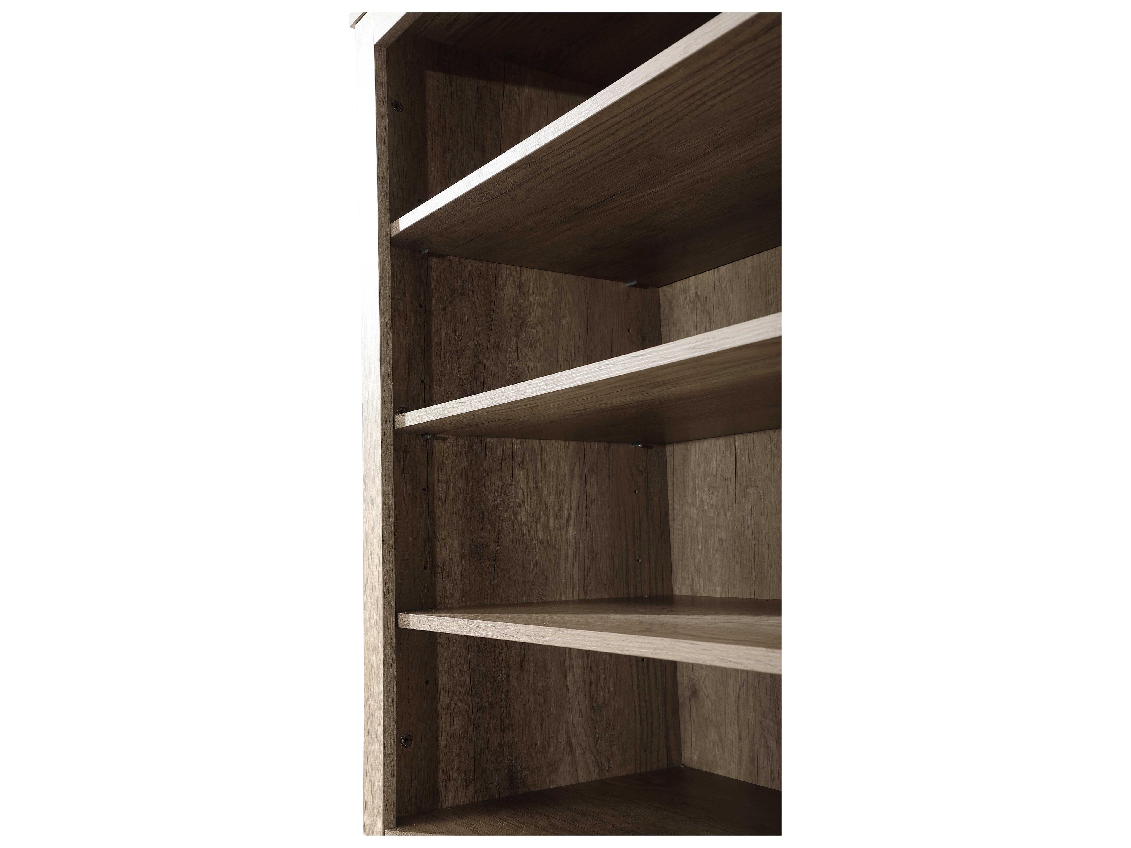 Elegant Lighting Soma Natural Oak Brown Bath Storage Glass Cabinet