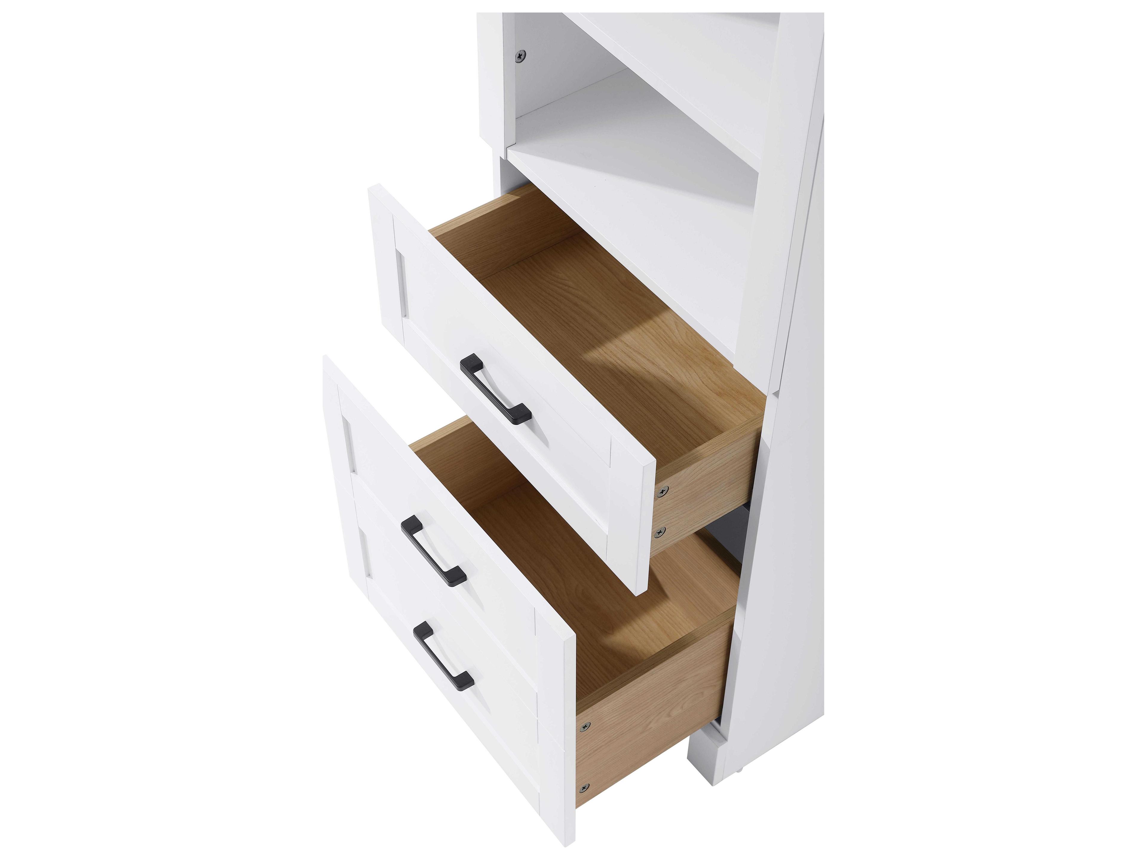 Elegant Lighting Soma White Bath Storage Glass Cabinet