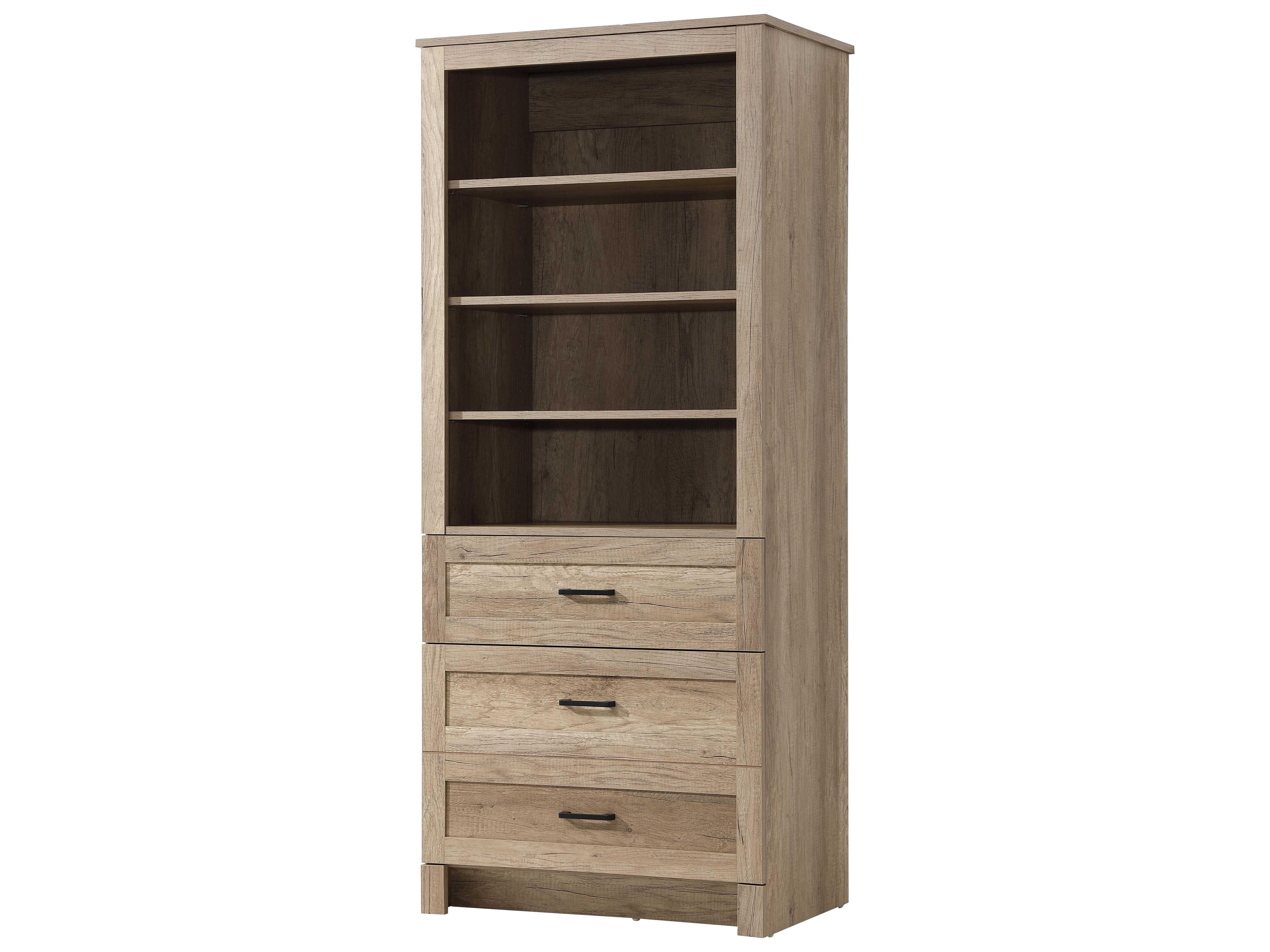 Elegant Lighting Soma Natural Oak Brown Bath Storage Glass Cabinet