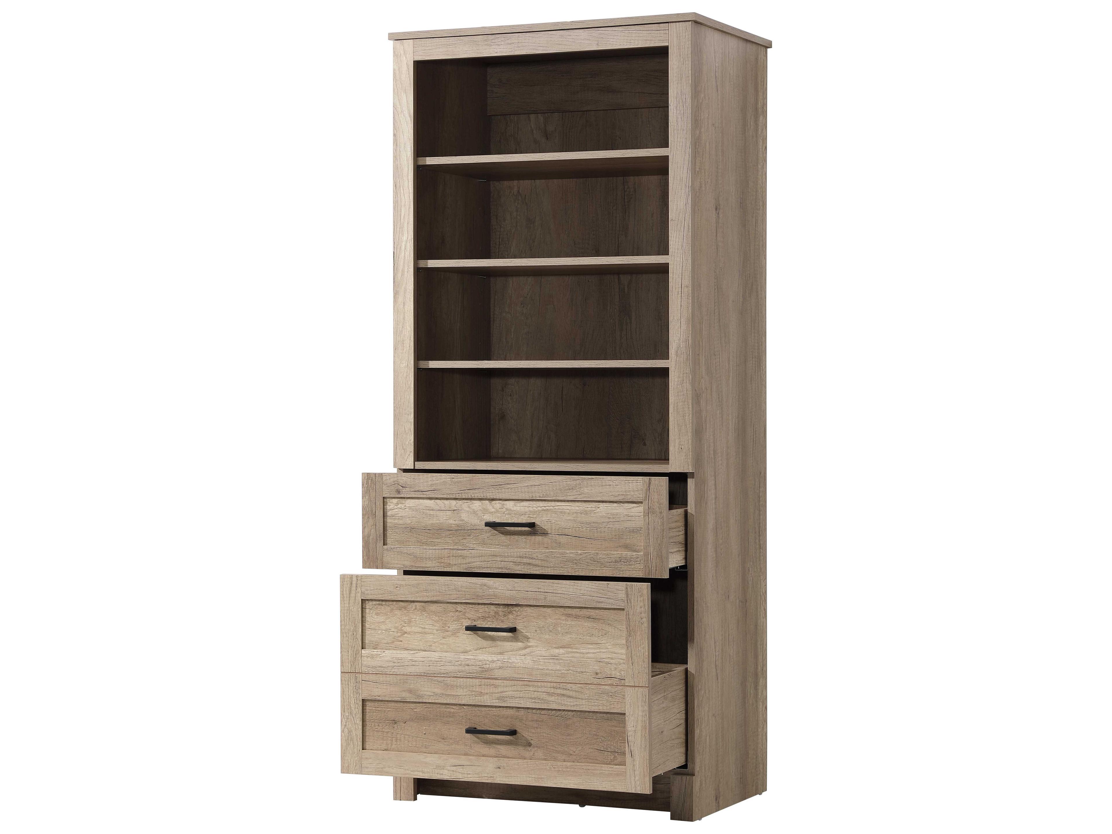 Elegant Lighting Soma Natural Oak Brown Bath Storage Glass Cabinet