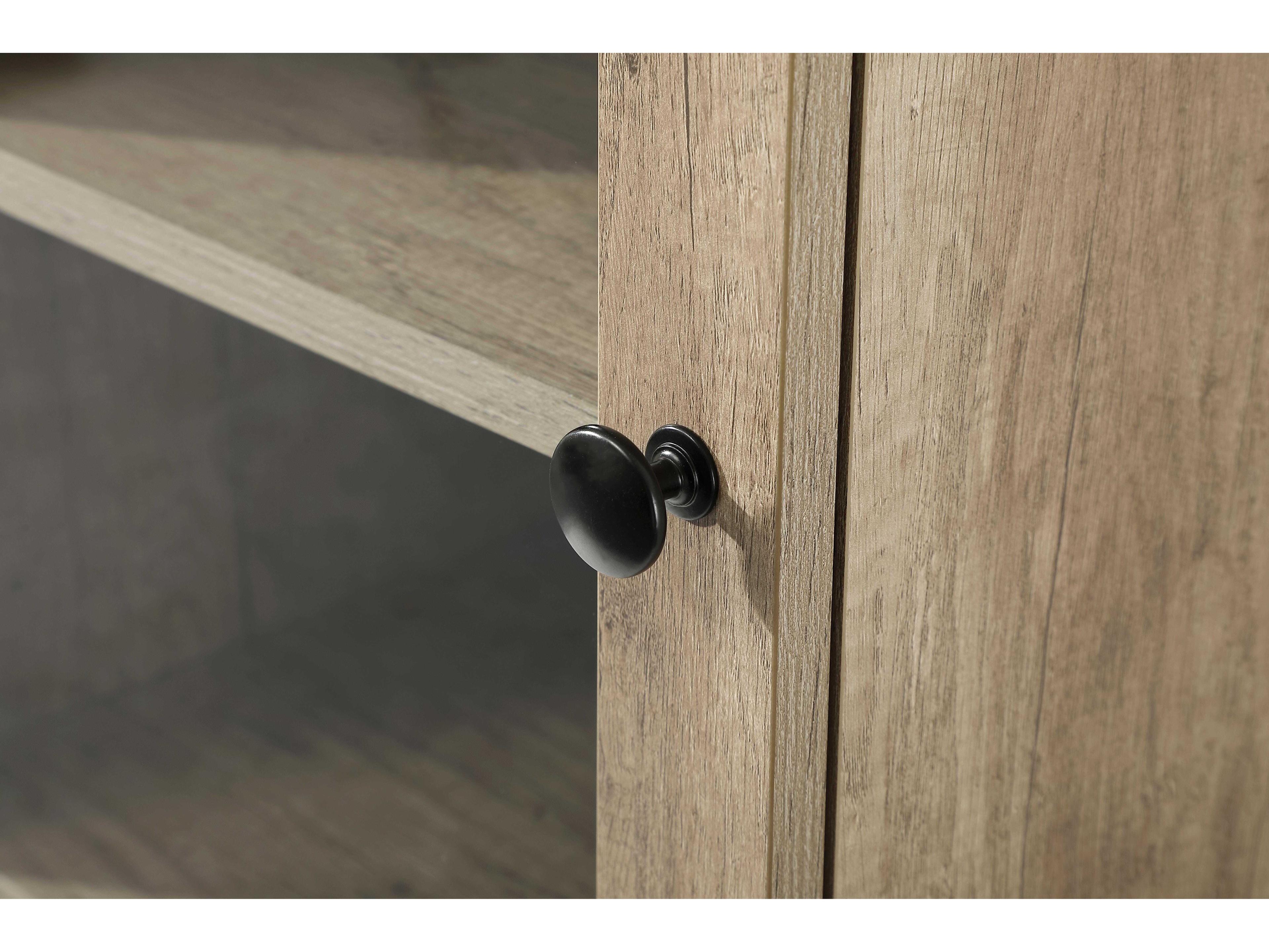 Elegant Lighting Soma Natural Oak Brown Bath Storage Glass Cabinet