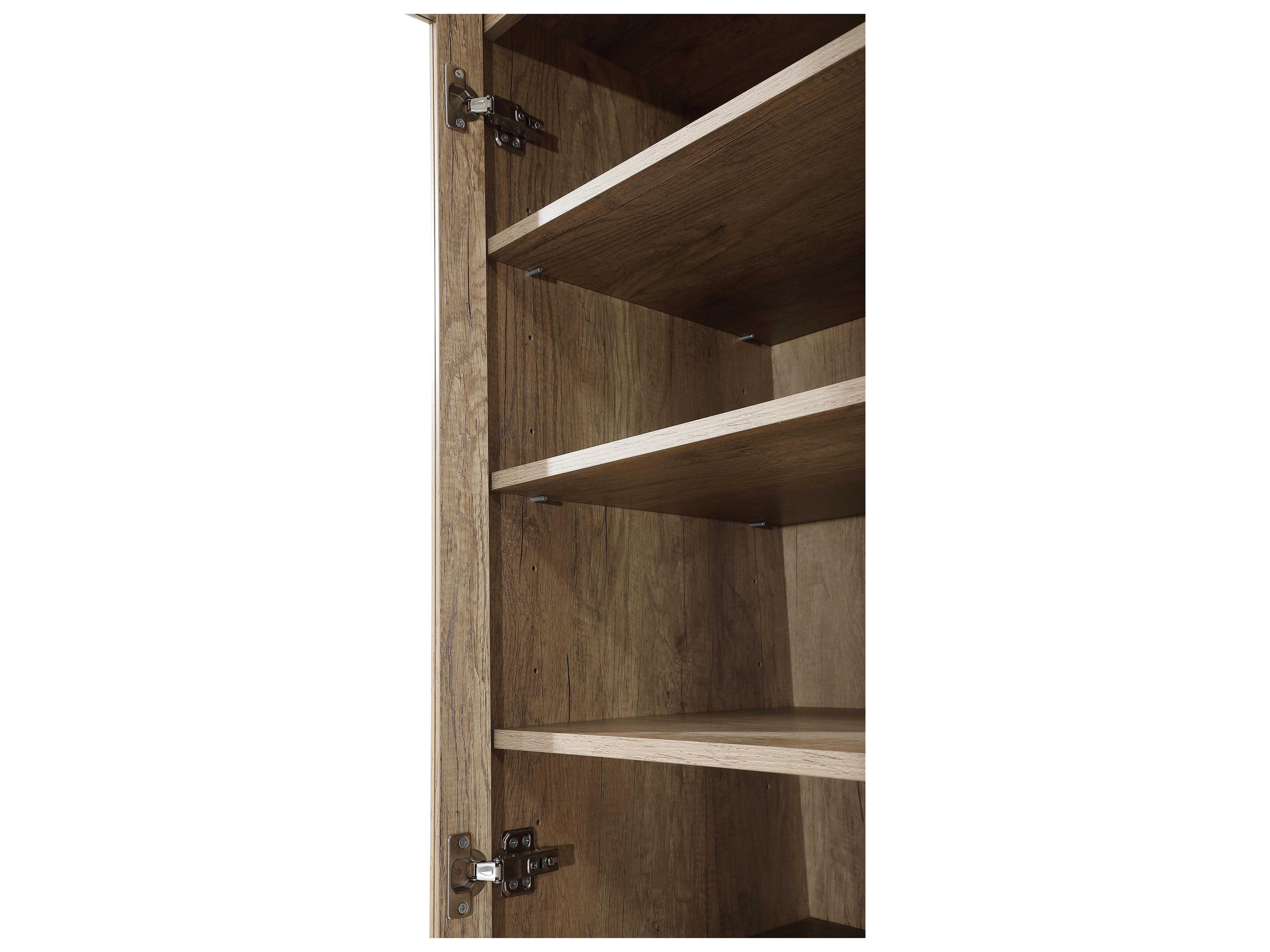 Elegant Lighting Soma Natural Oak Brown Bath Storage Glass Cabinet