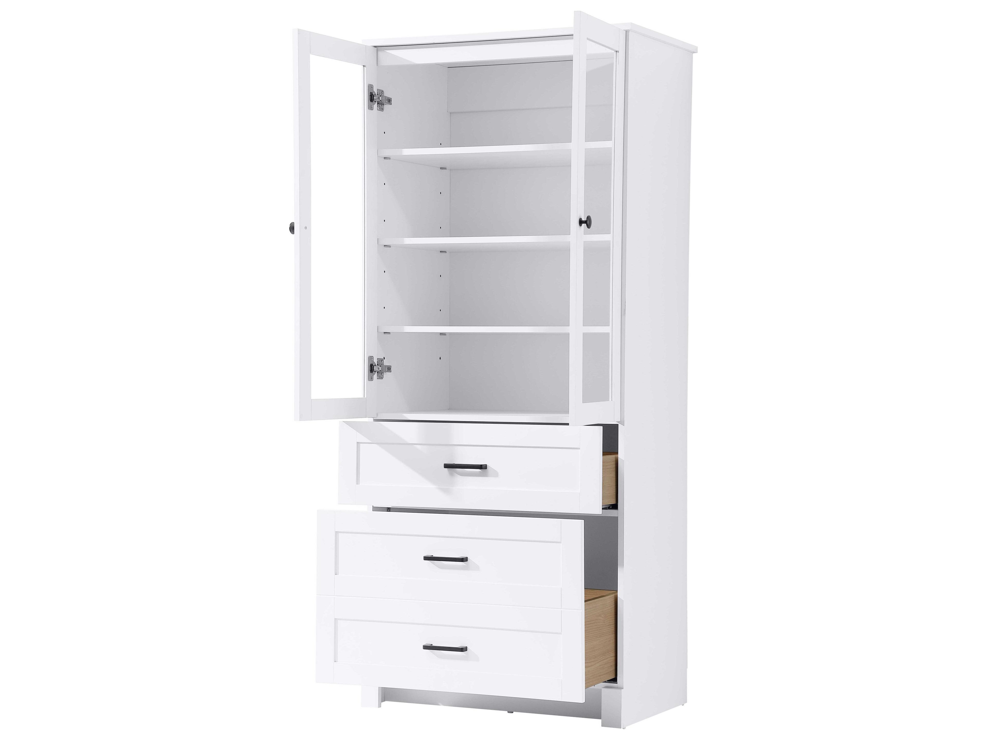 Elegant Lighting Soma White Bath Storage Glass Cabinet