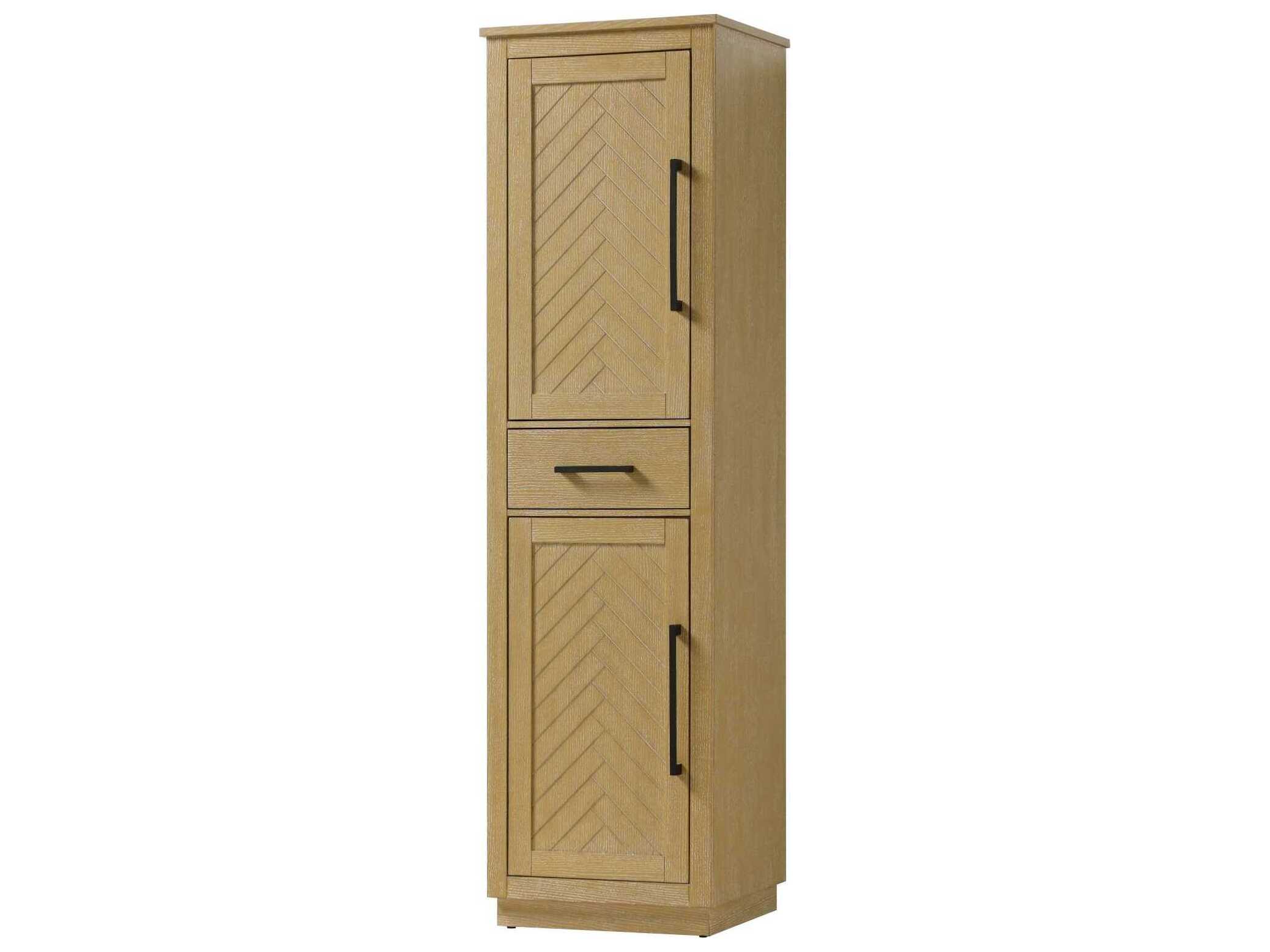 Elegant Lighting Chase Linen Oak Brown Rubberwood Bath Storage Cabinet