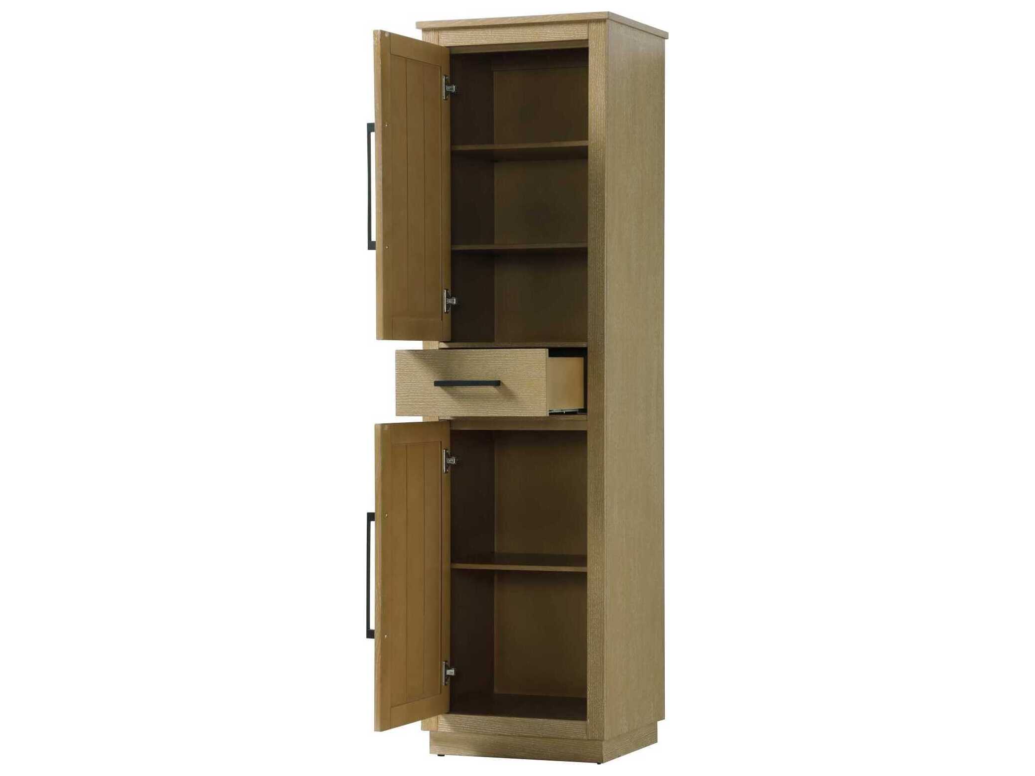 Elegant Lighting Chase Linen Oak Brown Rubberwood Bath Storage Cabinet