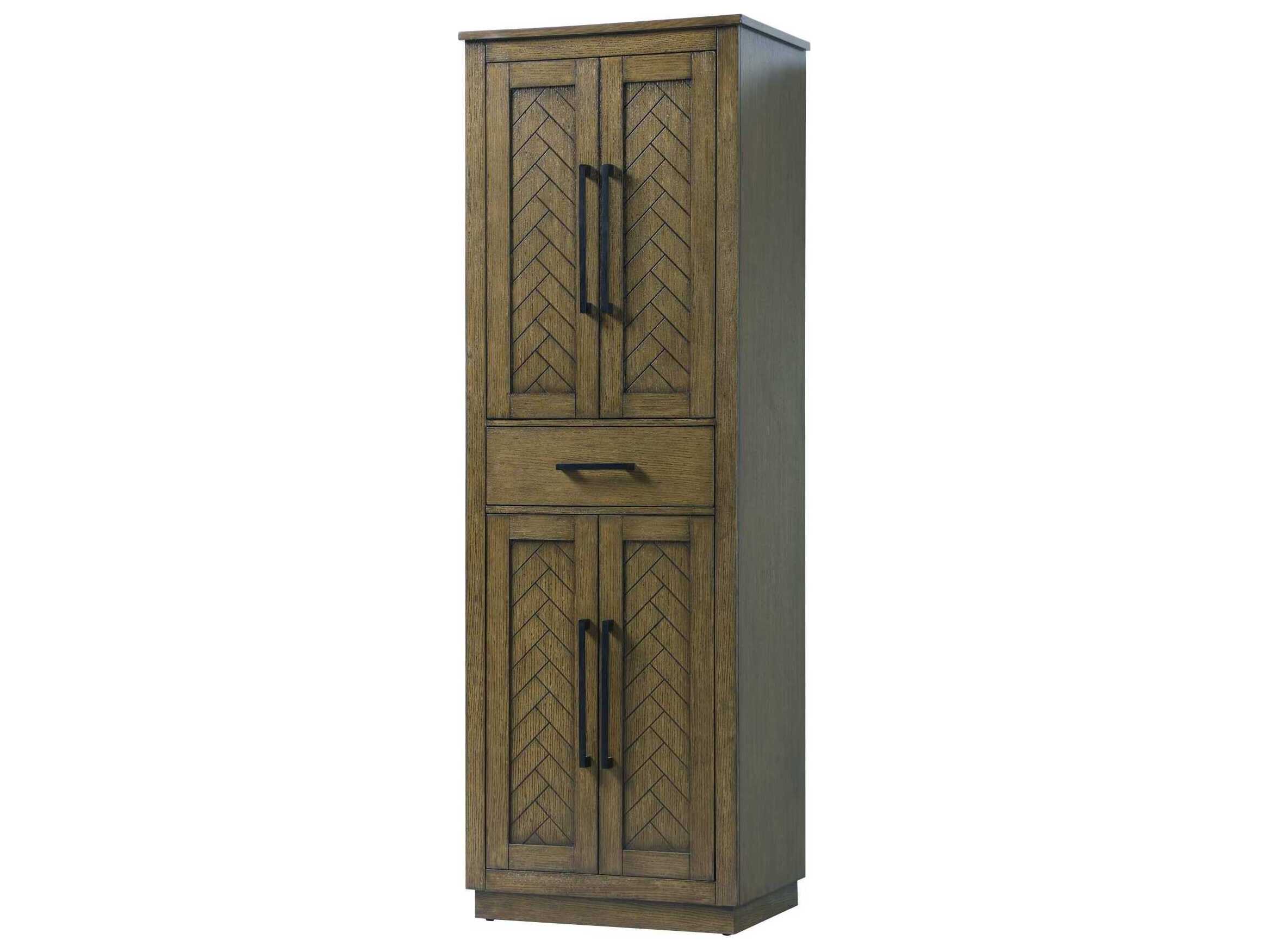 Elegant Lighting Chase Hazel Oak Brown Rubberwood Bath Storage Cabinet