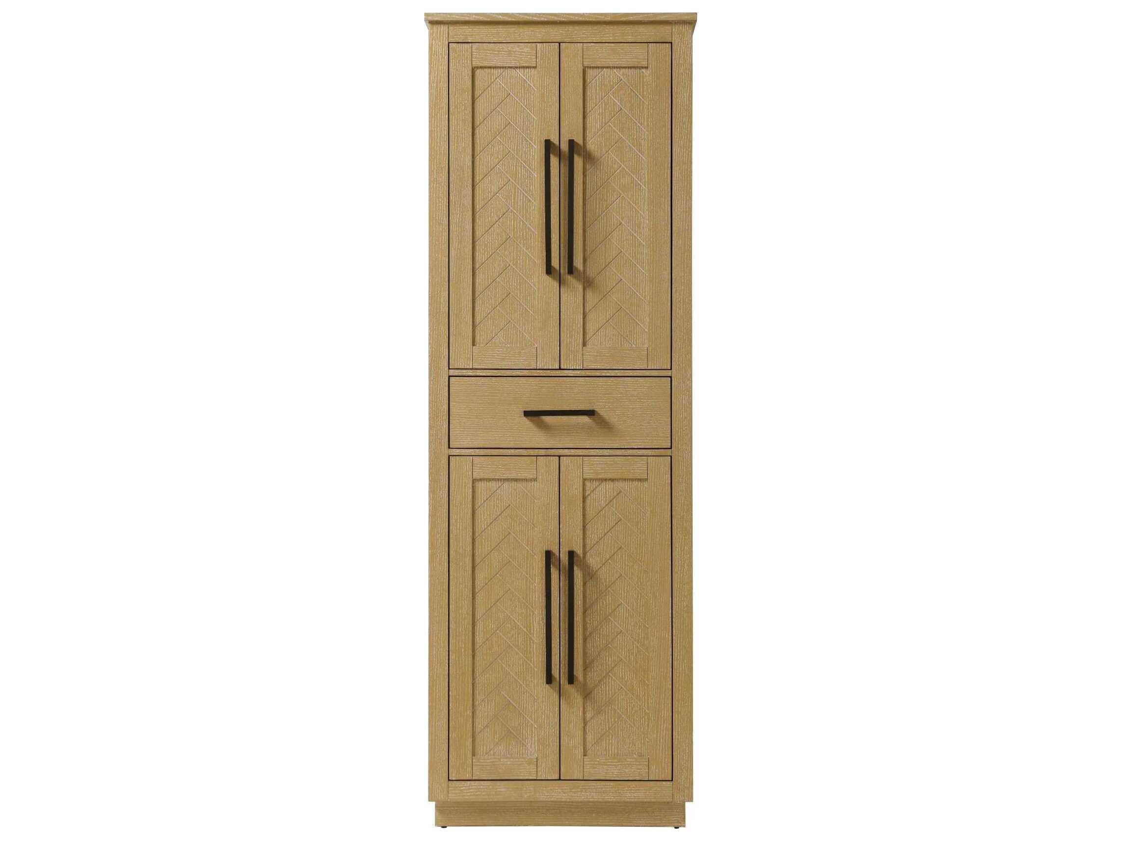 Elegant Lighting Chase Linen Oak Brown Rubberwood Bath Storage Cabinet