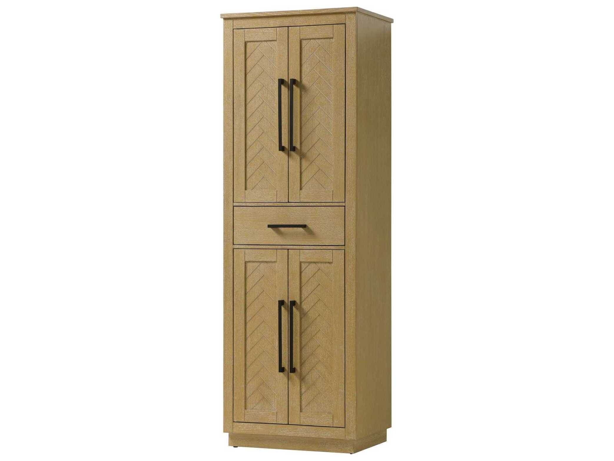 Elegant Lighting Chase Linen Oak Brown Rubberwood Bath Storage Cabinet