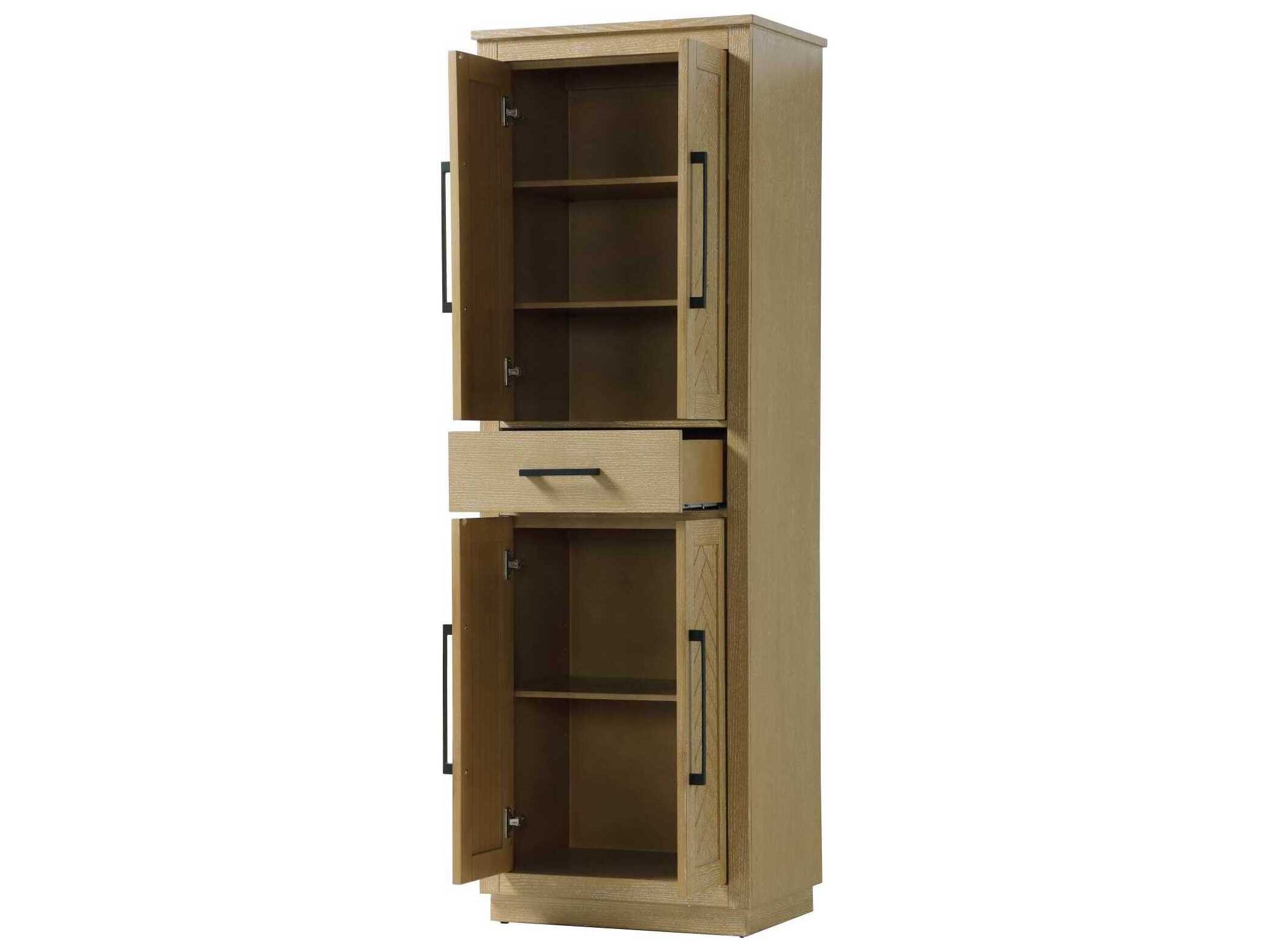 Elegant Lighting Chase Linen Oak Brown Rubberwood Bath Storage Cabinet