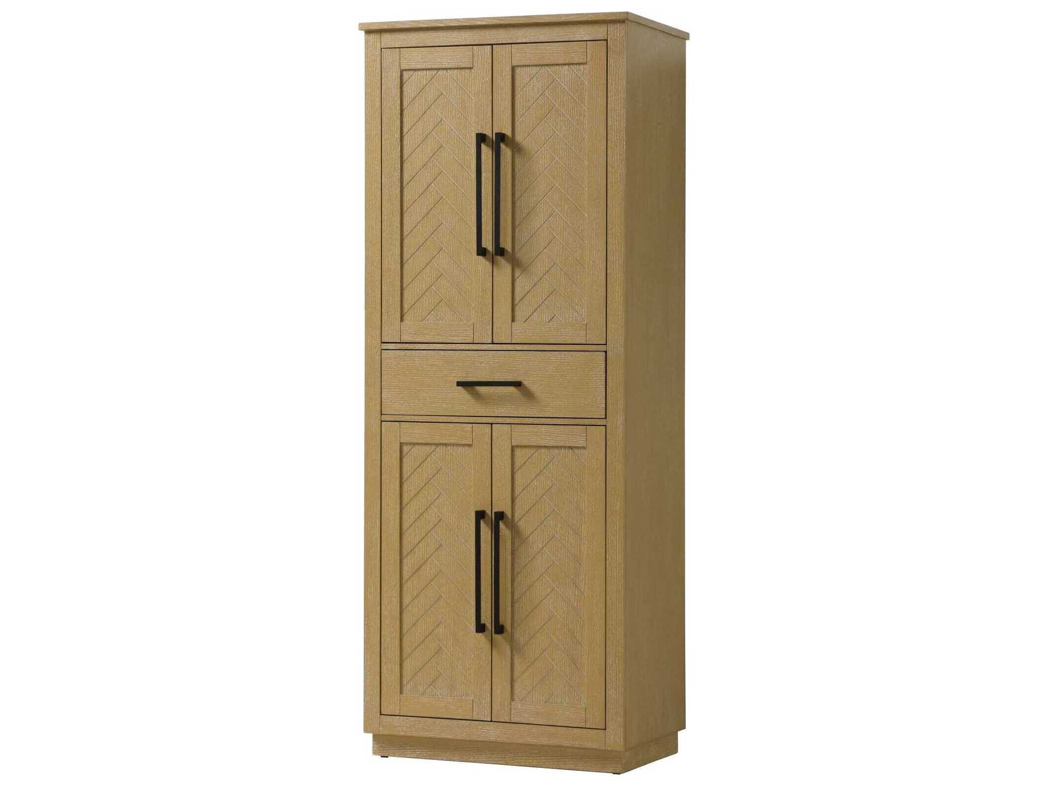Elegant Lighting Chase Linen Oak Brown Rubberwood Bath Storage Cabinet