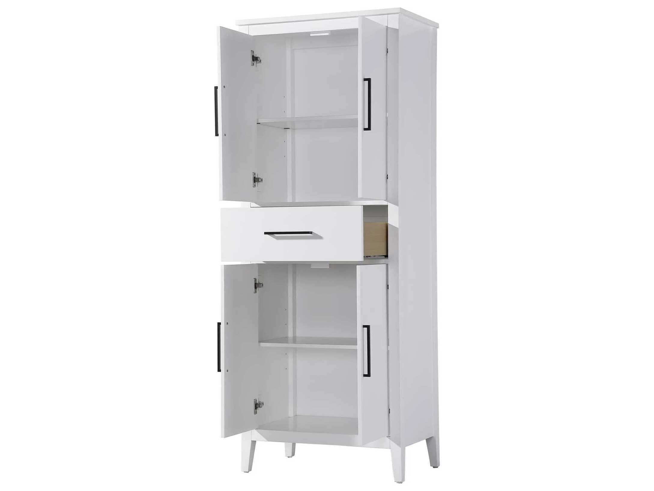 Elegant Lighting Millie White Rubberwood Bath Storage Cabinet