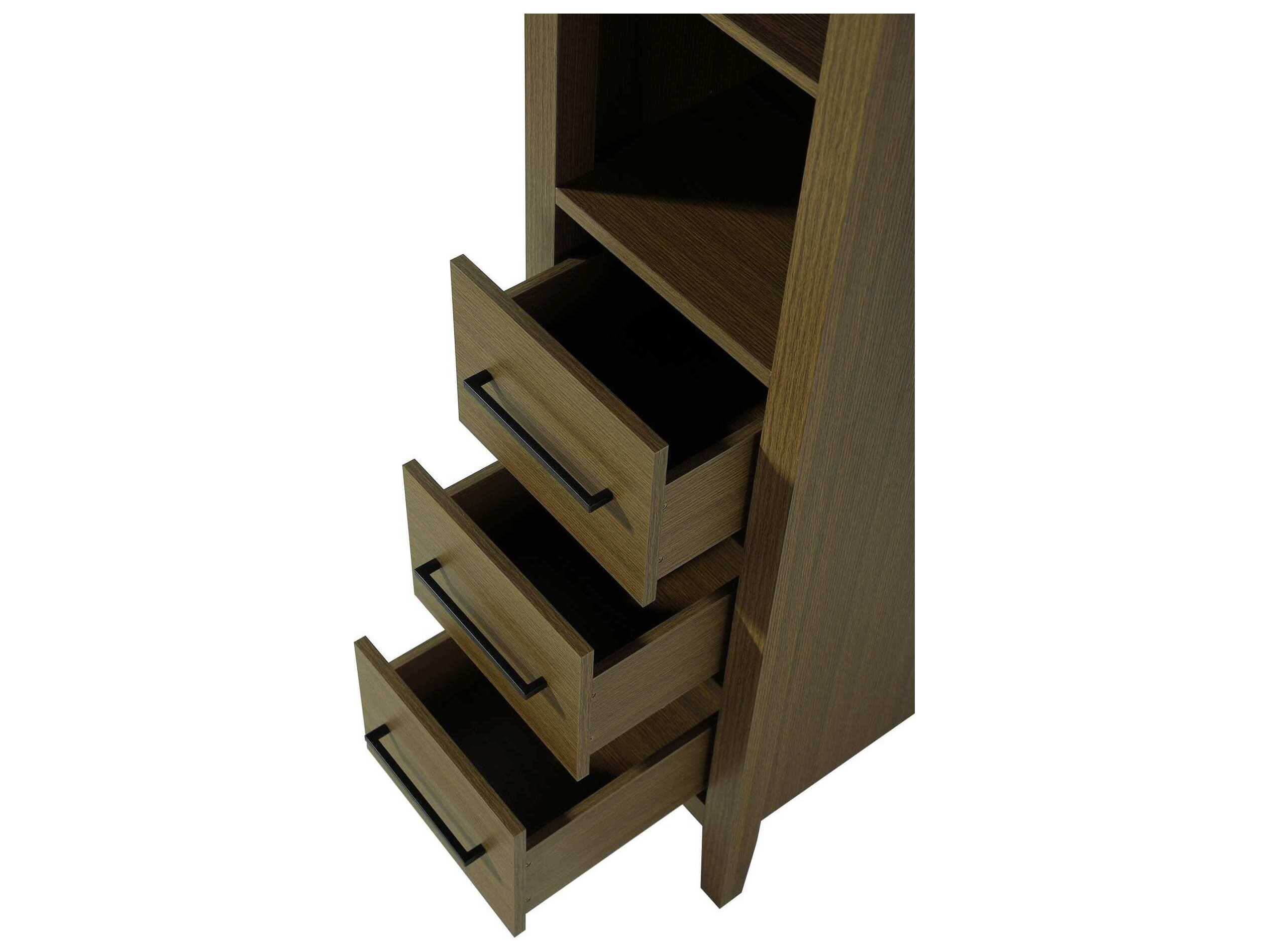 Elegant Lighting Millie Chestnut Brown Rubberwood Open Shelving Bath Storage Cabinet