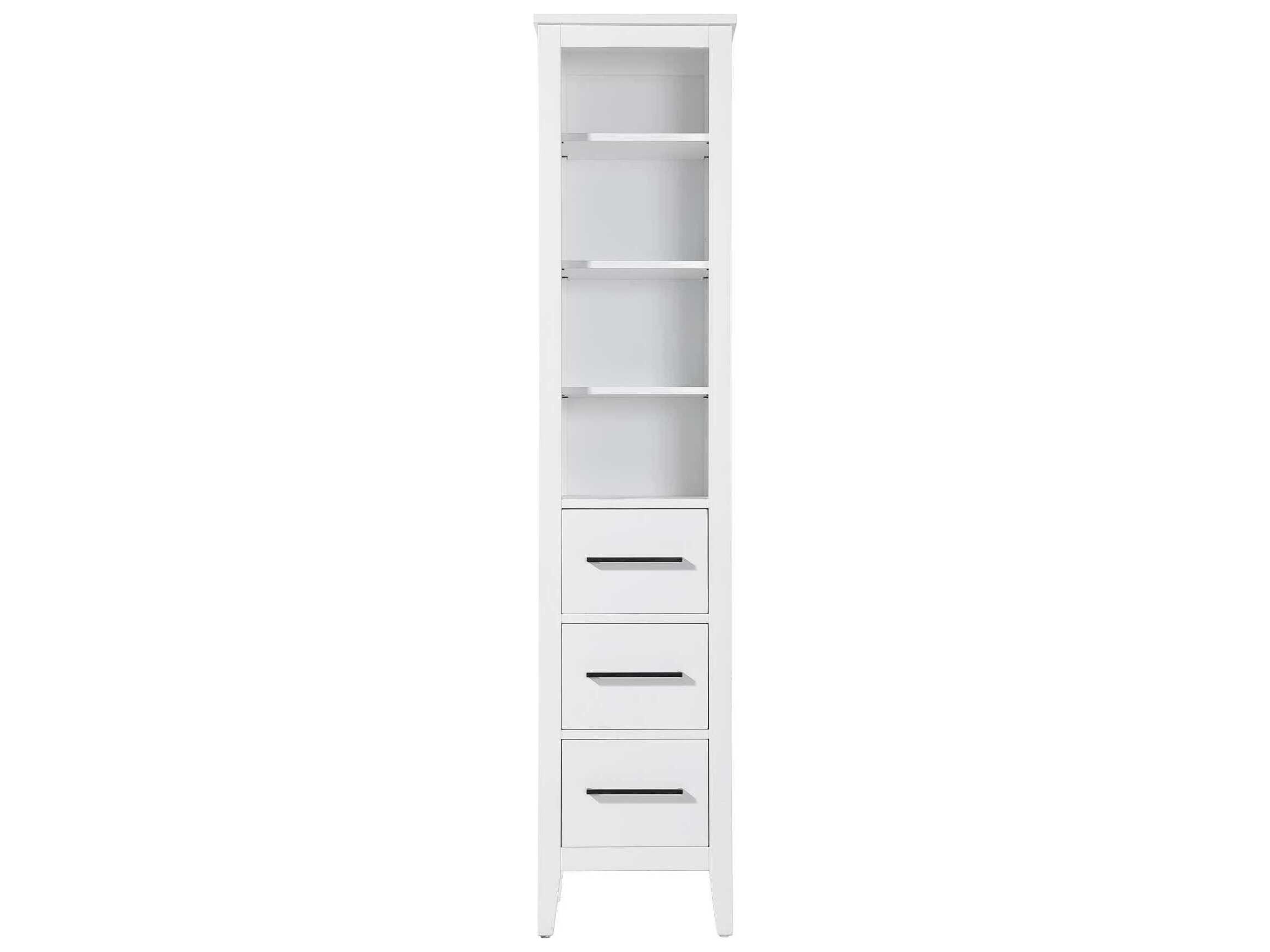 Elegant Lighting Millie White Rubberwood Open Shelving Bath Storage Cabinet