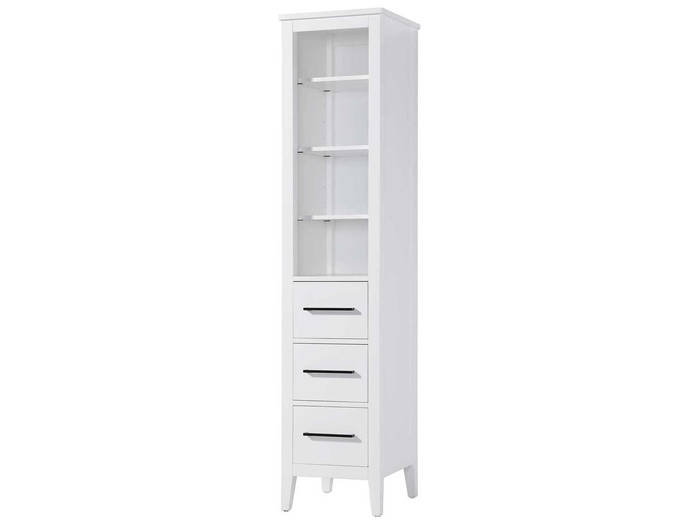 Elegant Lighting Millie White Rubberwood Open Shelving Bath Storage Cabinet