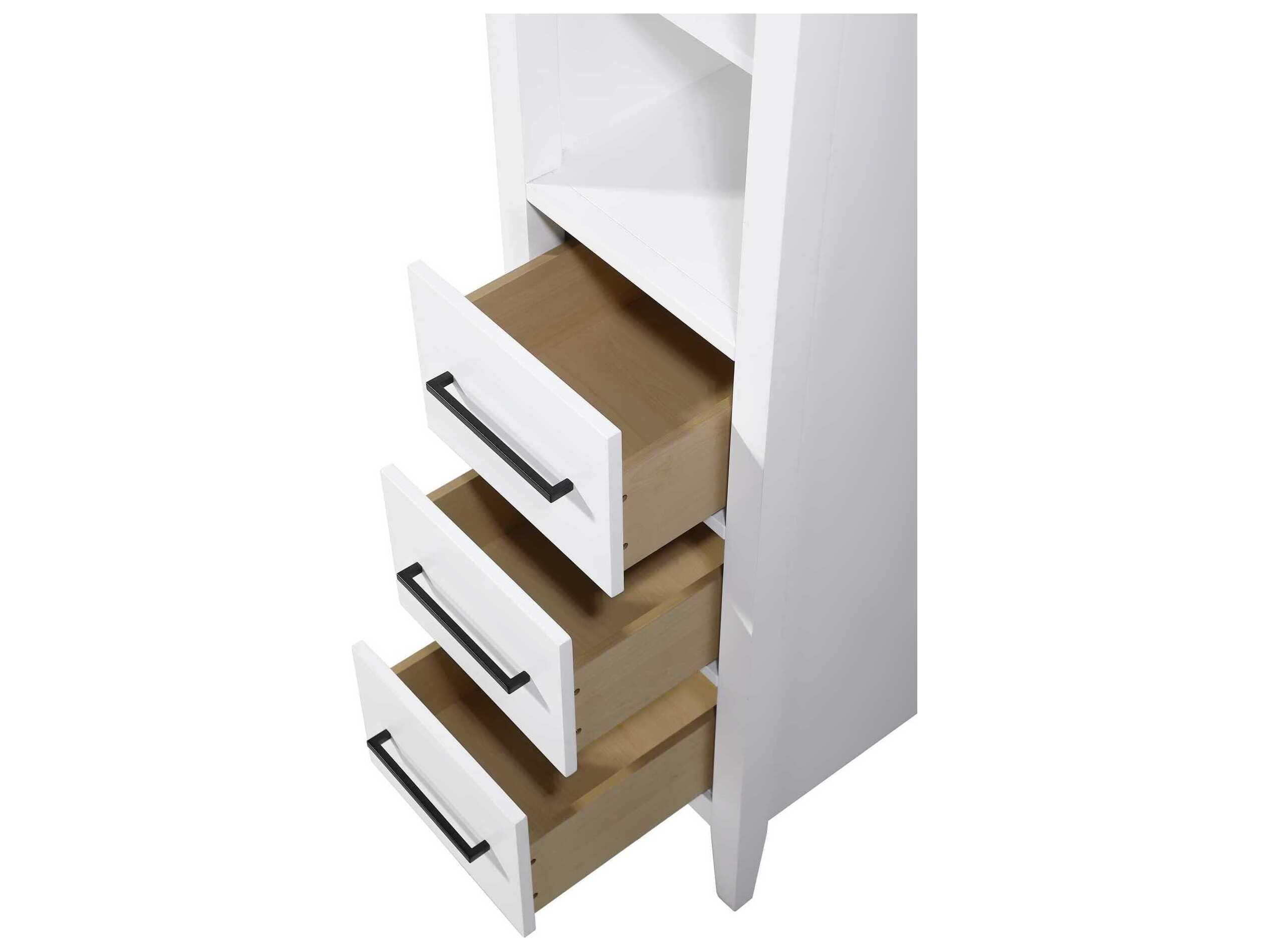 Elegant Lighting Millie White Rubberwood Open Shelving Bath Storage Cabinet