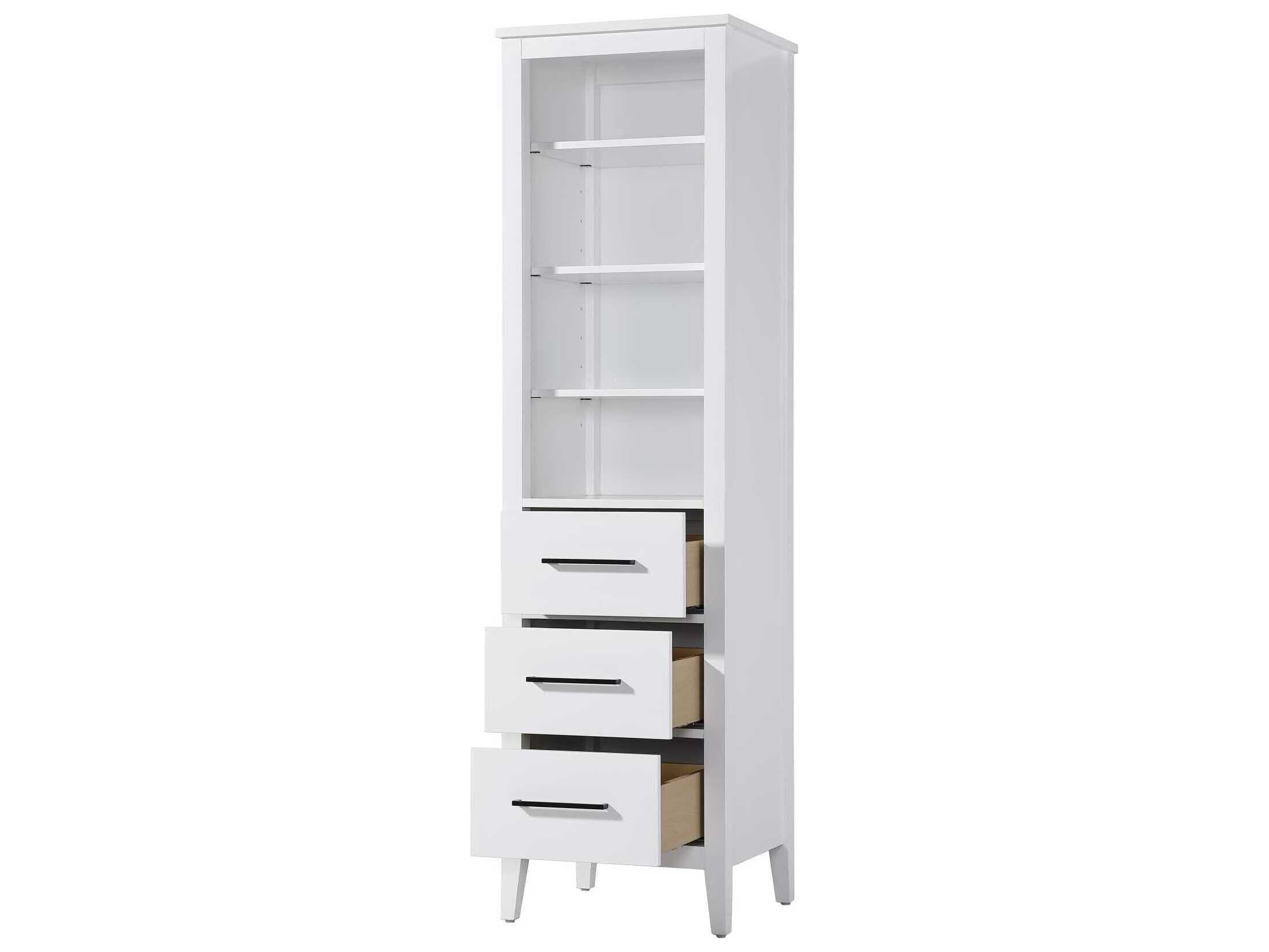 Elegant Lighting Millie White Rubberwood Open Shelving Bath Storage Cabinet