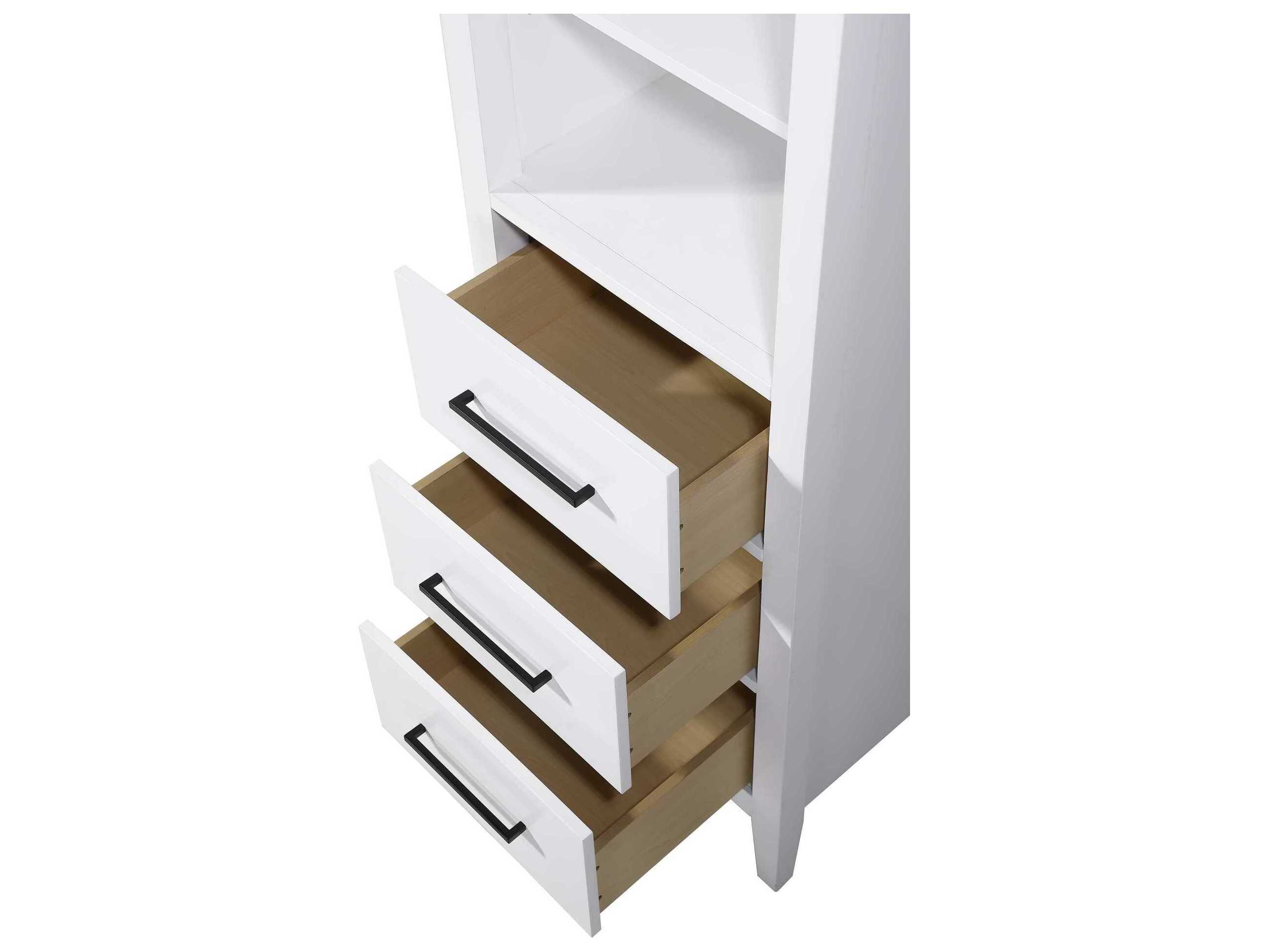 Elegant Lighting Millie White Rubberwood Open Shelving Bath Storage Cabinet