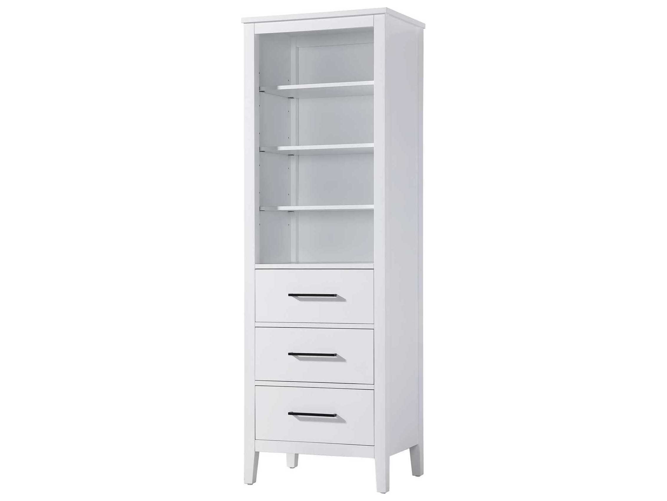 Elegant Lighting Millie White Rubberwood Open Shelving Bath Storage Cabinet