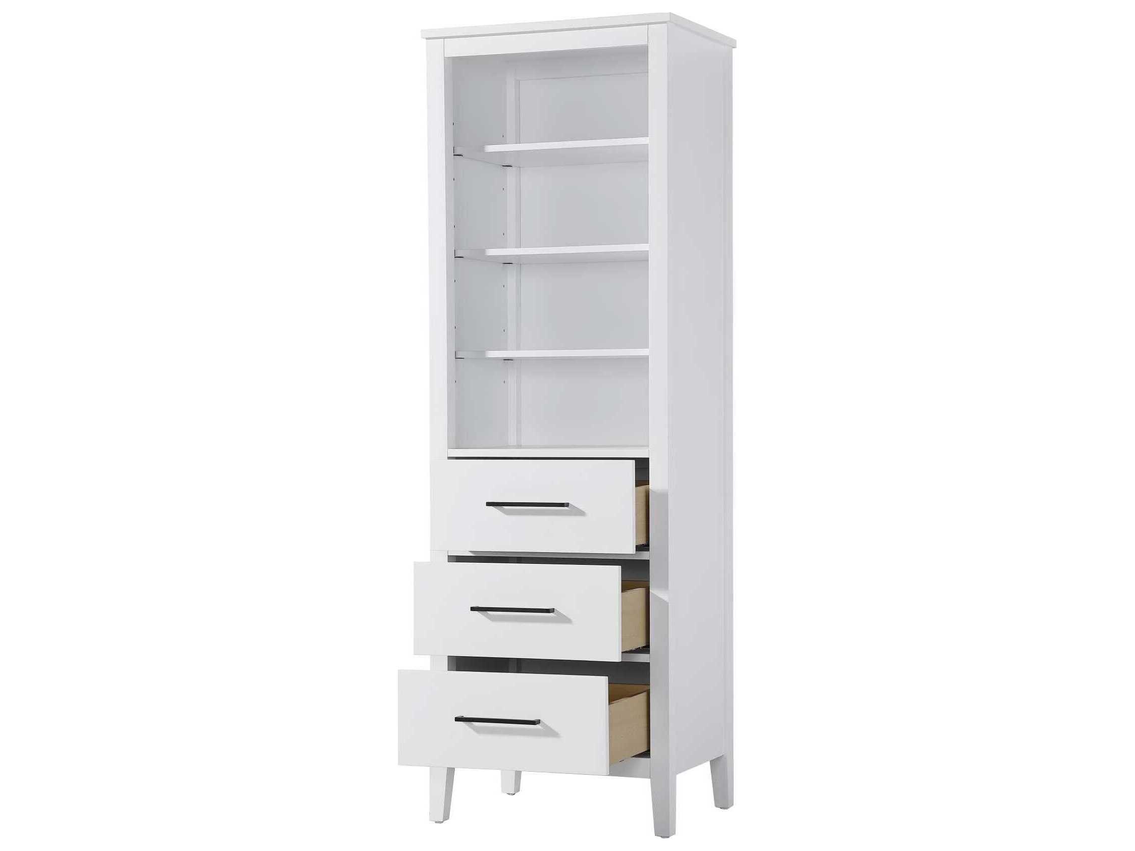 Elegant Lighting Millie White Rubberwood Open Shelving Bath Storage Cabinet