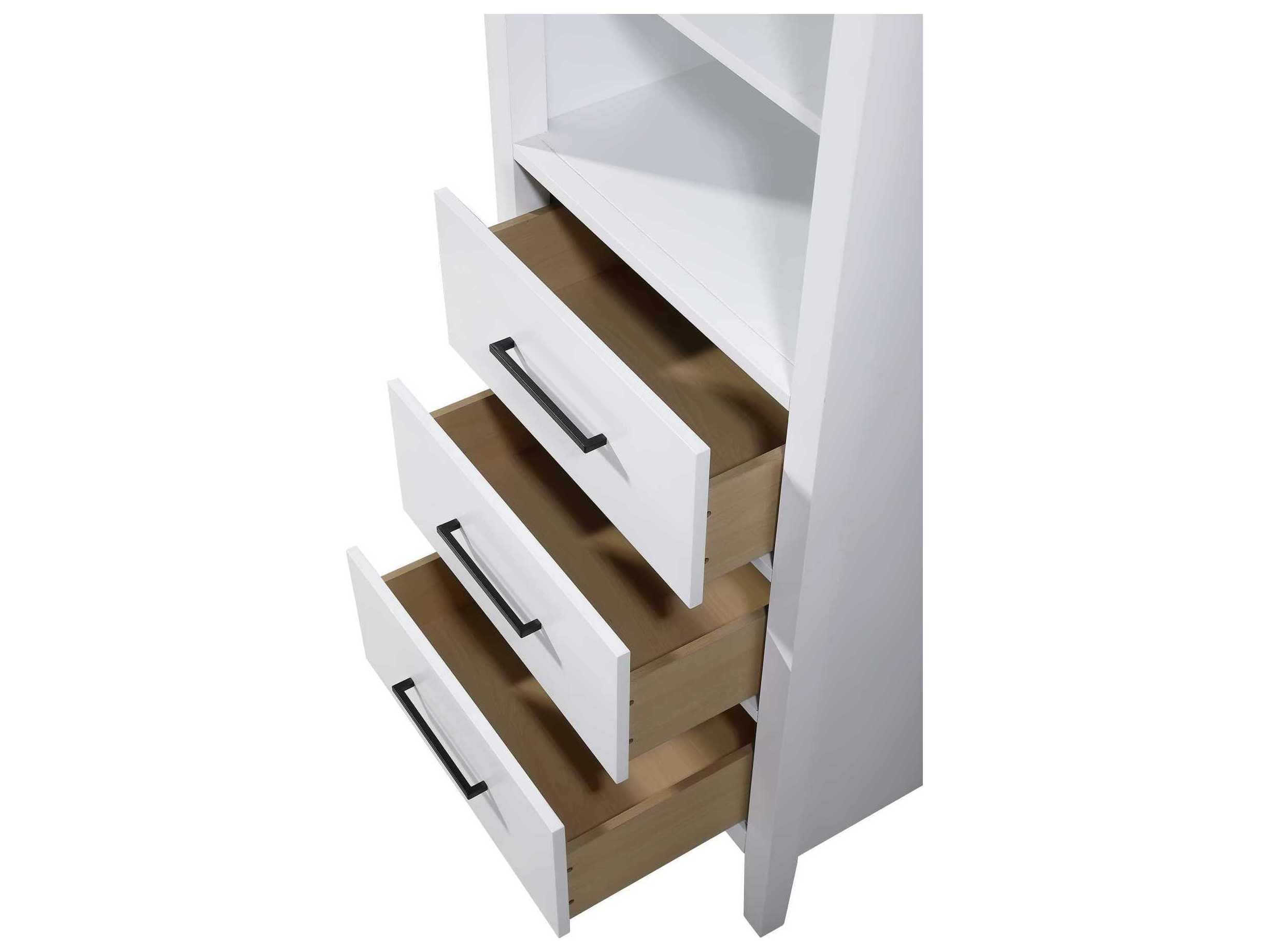 Elegant Lighting Millie White Rubberwood Open Shelving Bath Storage Cabinet