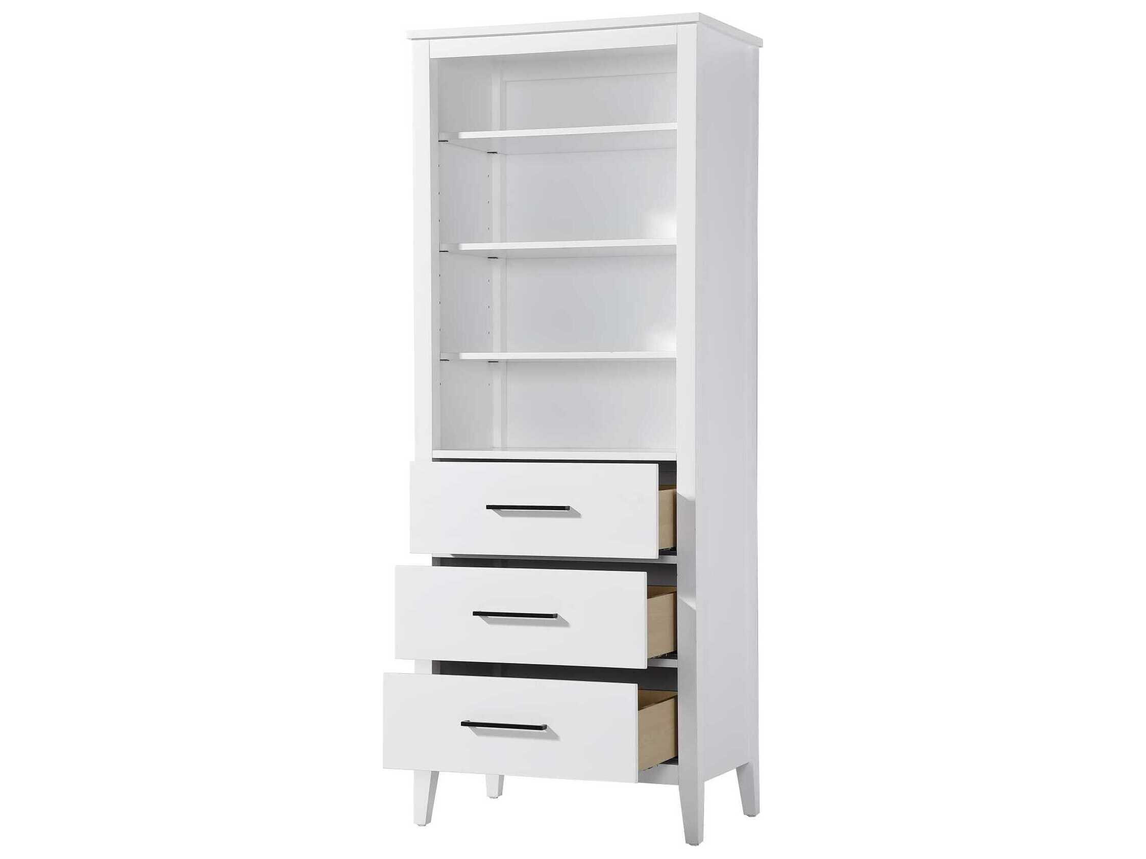 Elegant Lighting Millie White Rubberwood Open Shelving Bath Storage Cabinet