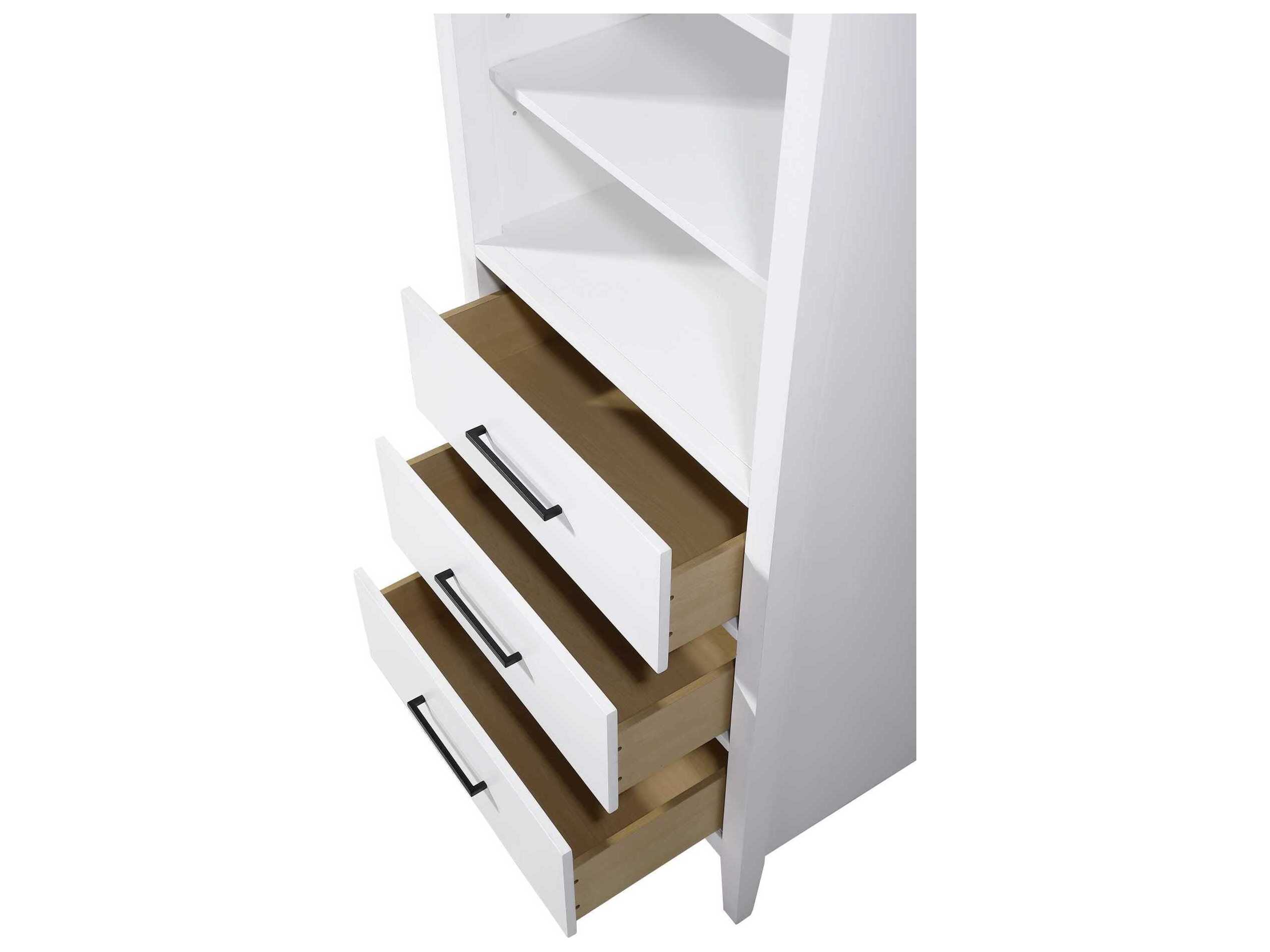 Elegant Lighting Millie White Rubberwood Open Shelving Bath Storage Cabinet
