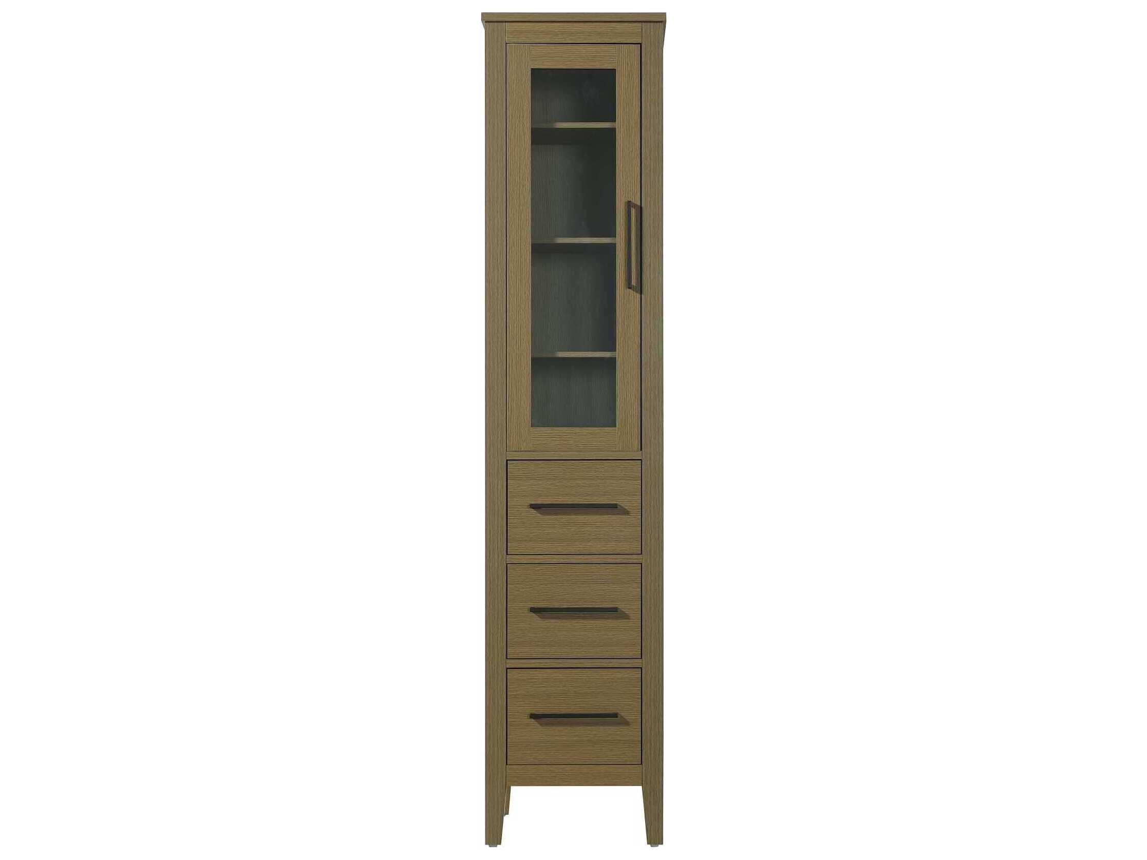 Elegant Lighting Millie Chestnut Brown Rubberwood Bath Storage Glass Cabinet
