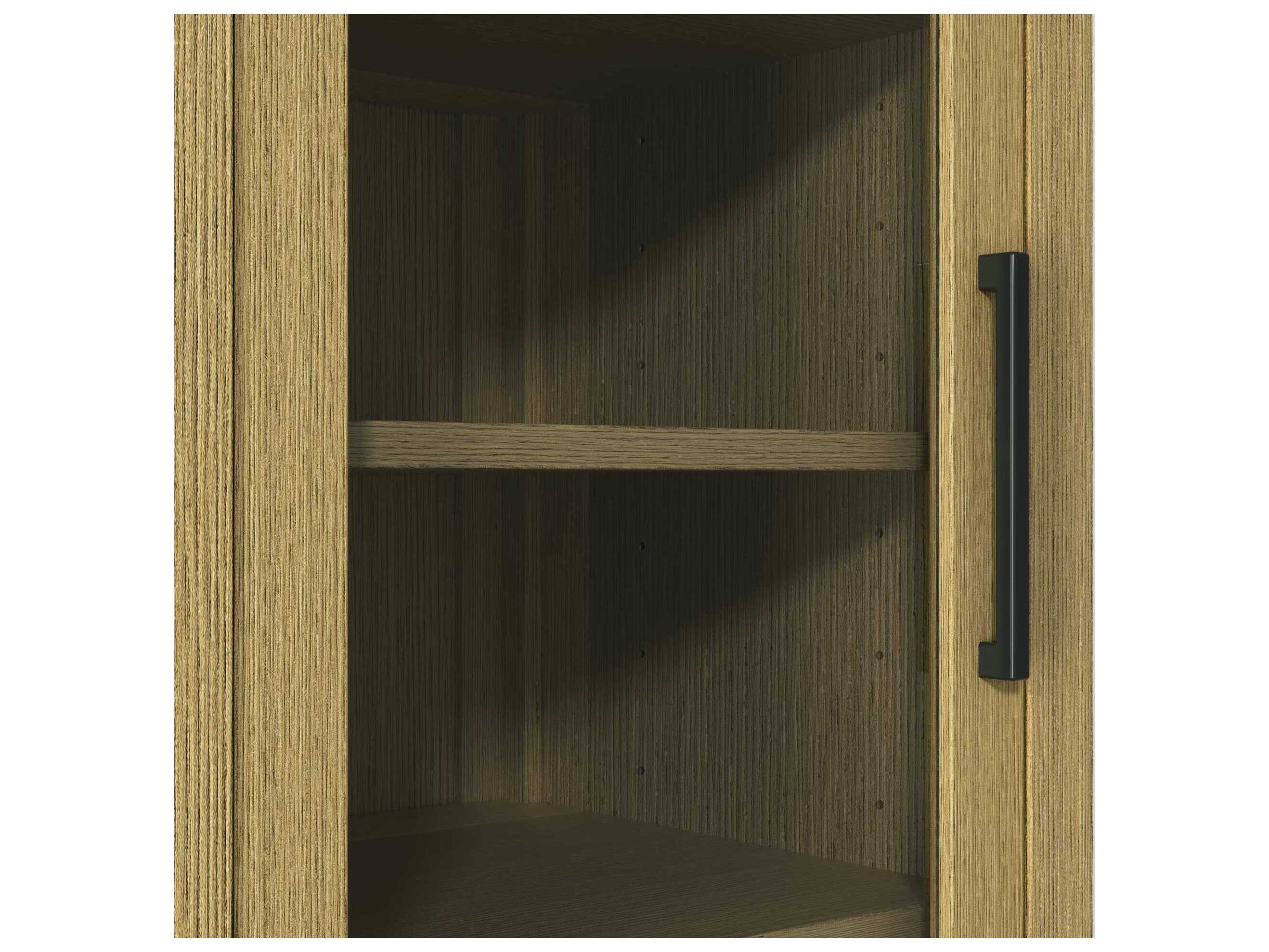 Elegant Lighting Millie Honey Brown Rubberwood Bath Storage Glass Cabinet