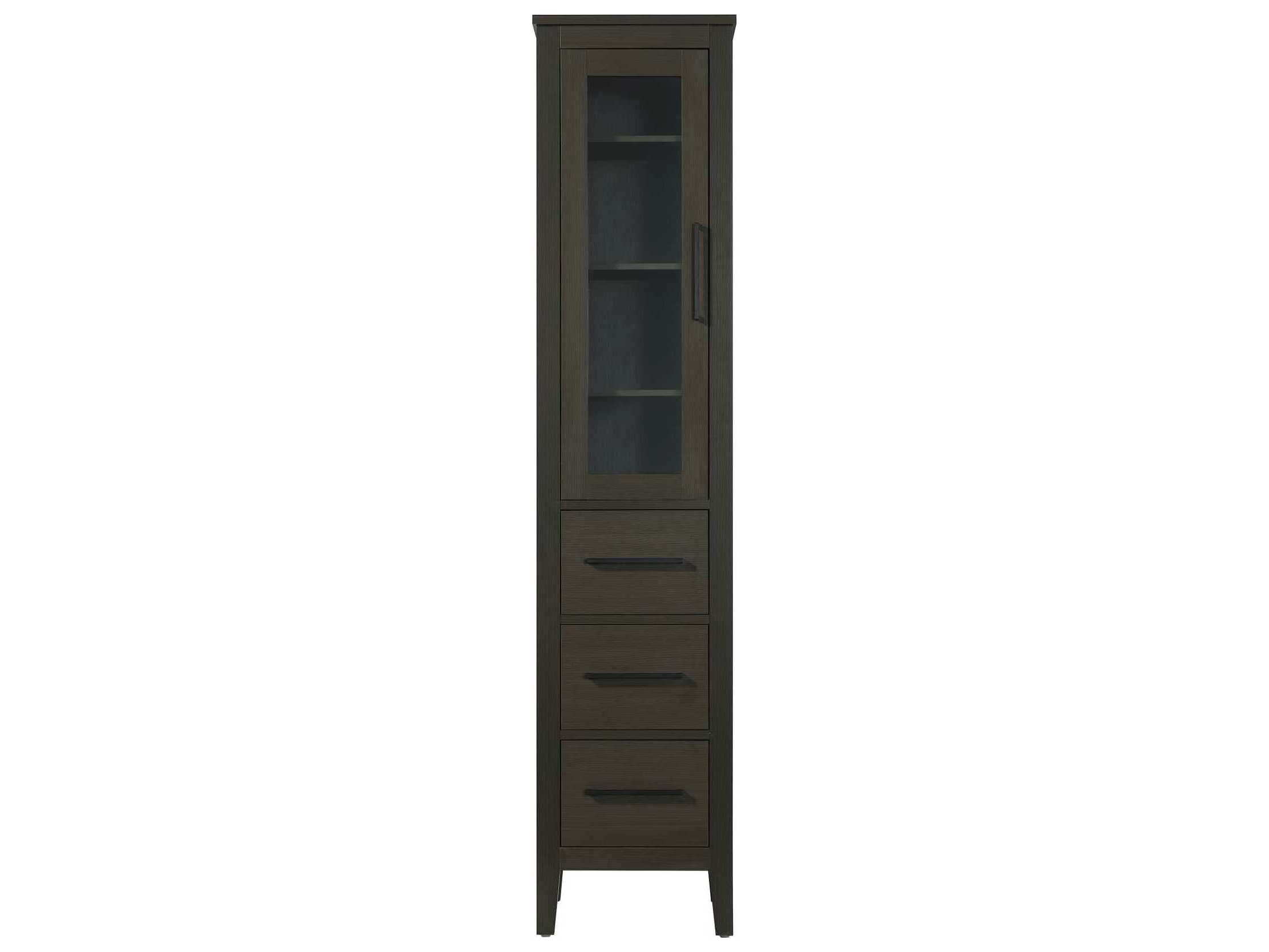 Elegant Lighting Millie Mocha Brown Rubberwood Bath Storage Glass Cabinet