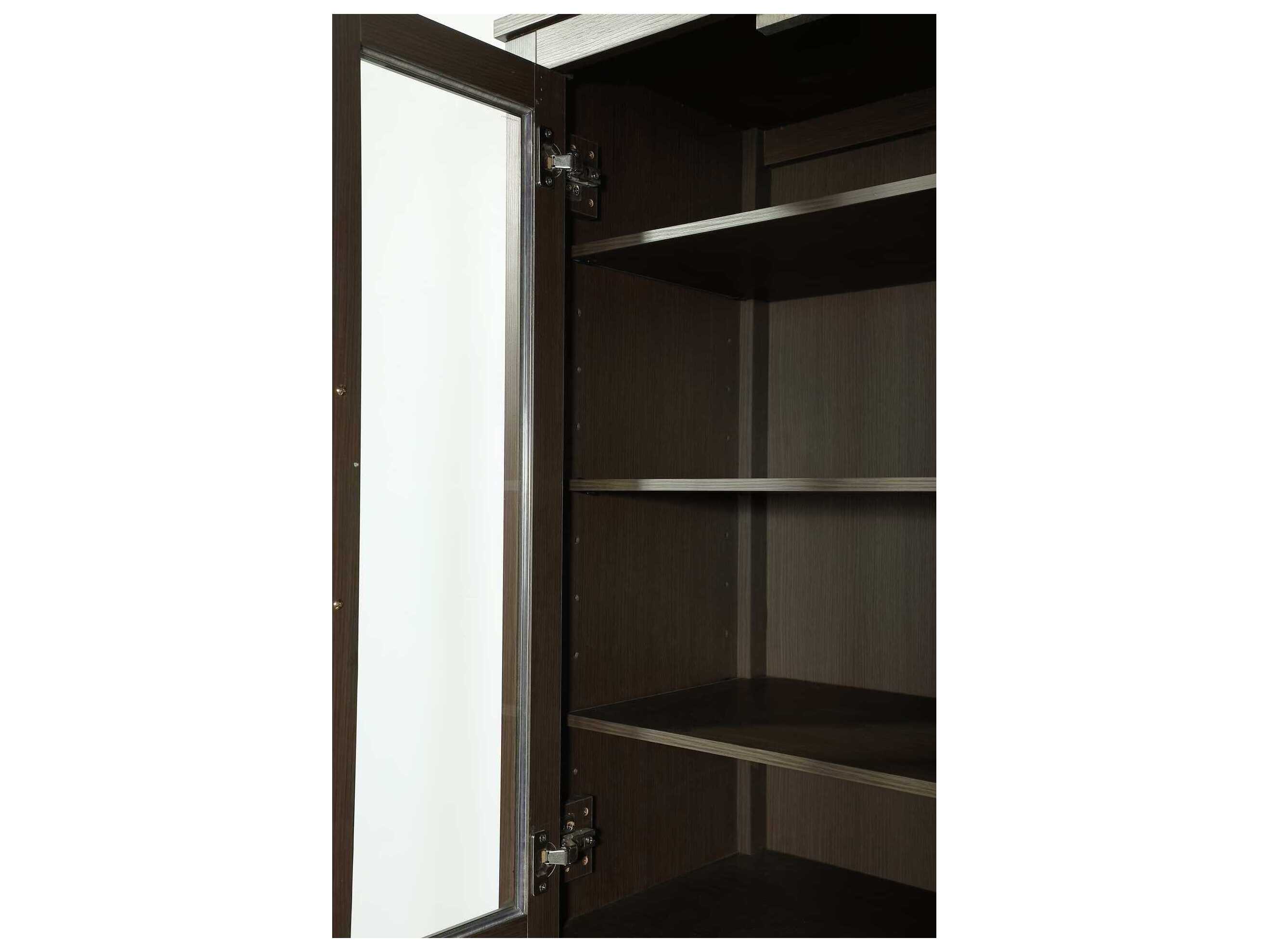 Elegant Lighting Millie Mocha Brown Rubberwood Bath Storage Glass Cabinet