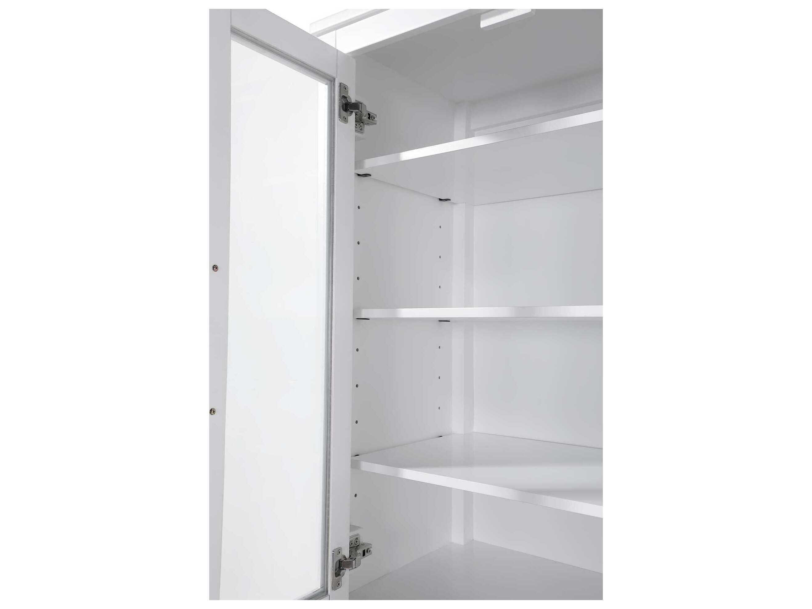 Elegant Lighting Millie White Rubberwood Bath Storage Glass Cabinet