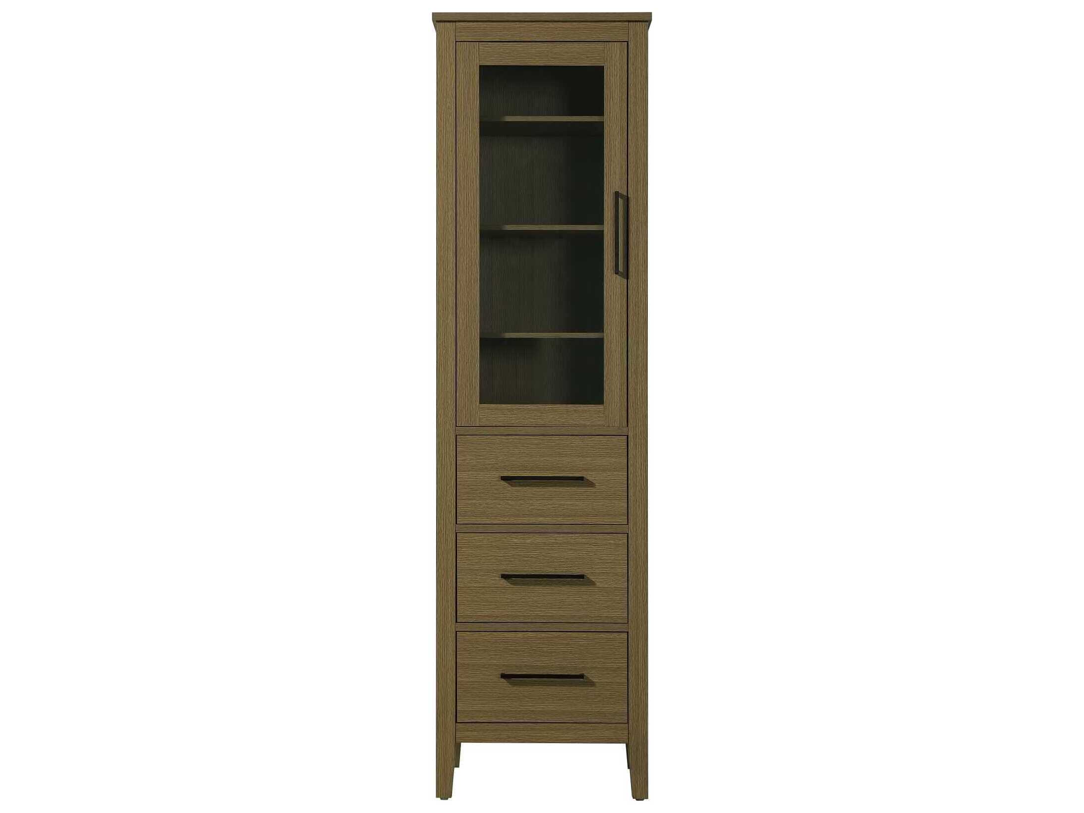 Elegant Lighting Millie Chestnut Brown Rubberwood Bath Storage Glass Cabinet