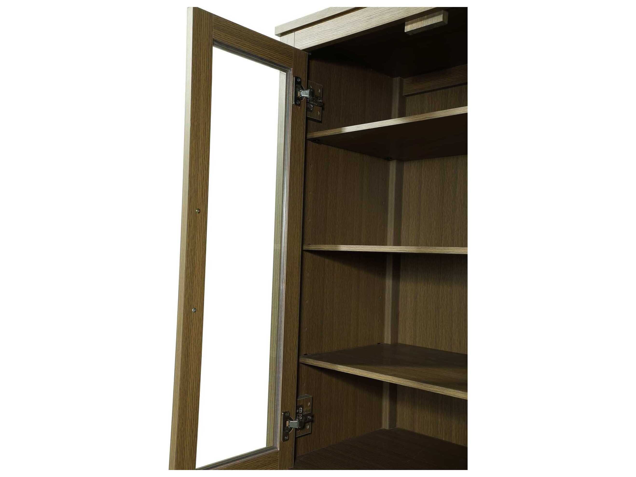 Elegant Lighting Millie Chestnut Brown Rubberwood Bath Storage Glass Cabinet