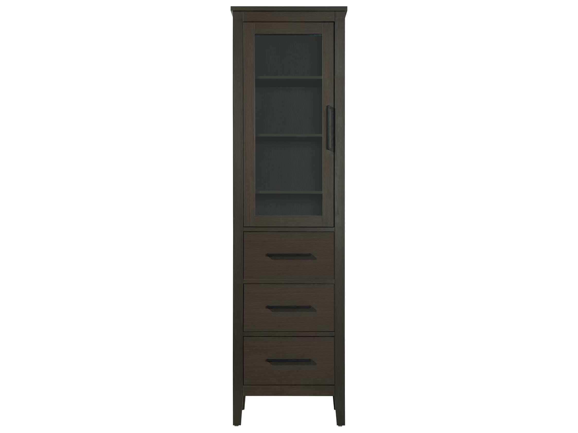 Elegant Lighting Millie Mocha Brown Rubberwood Bath Storage Glass Cabinet
