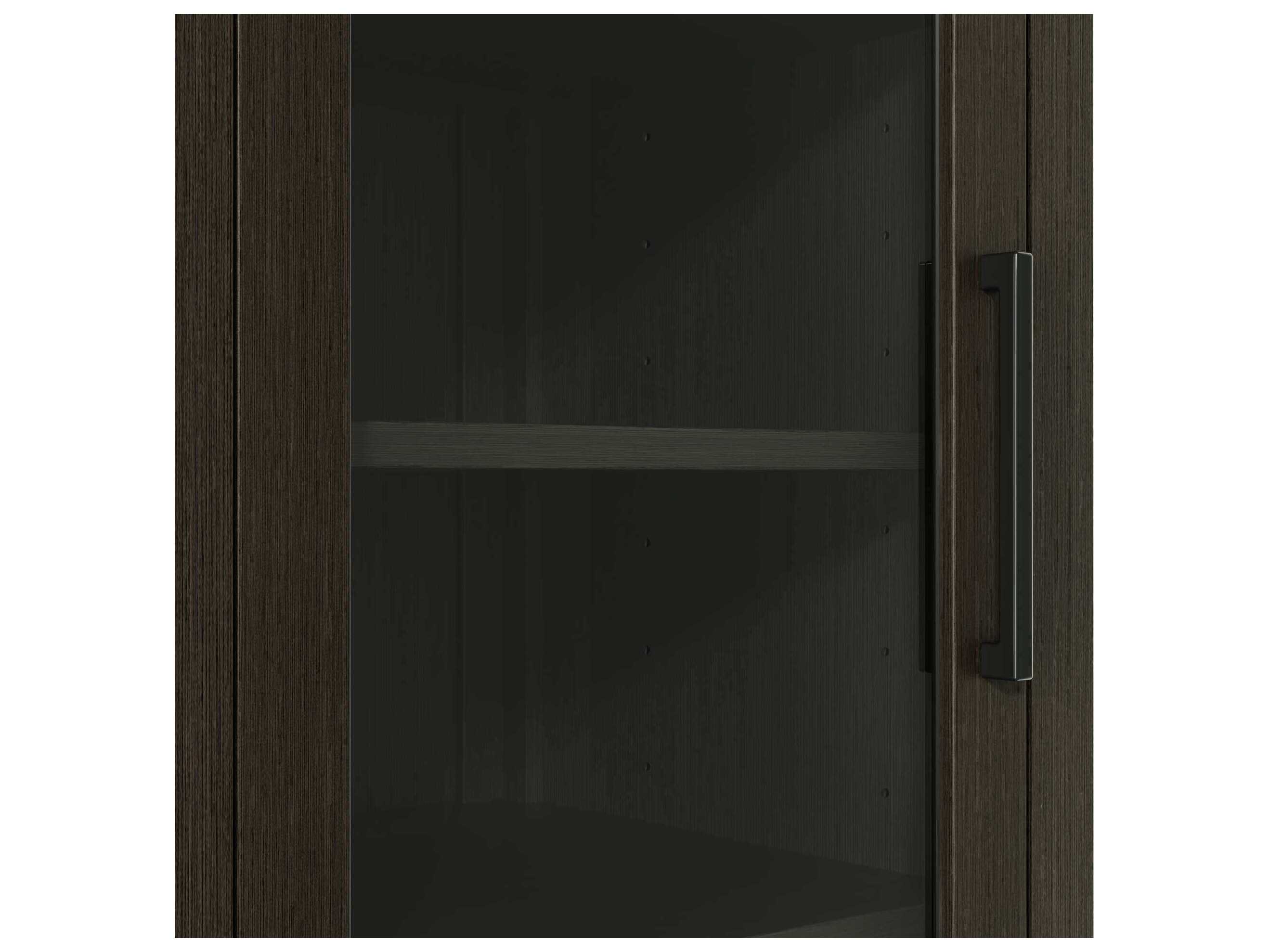 Elegant Lighting Millie Mocha Brown Rubberwood Bath Storage Glass Cabinet