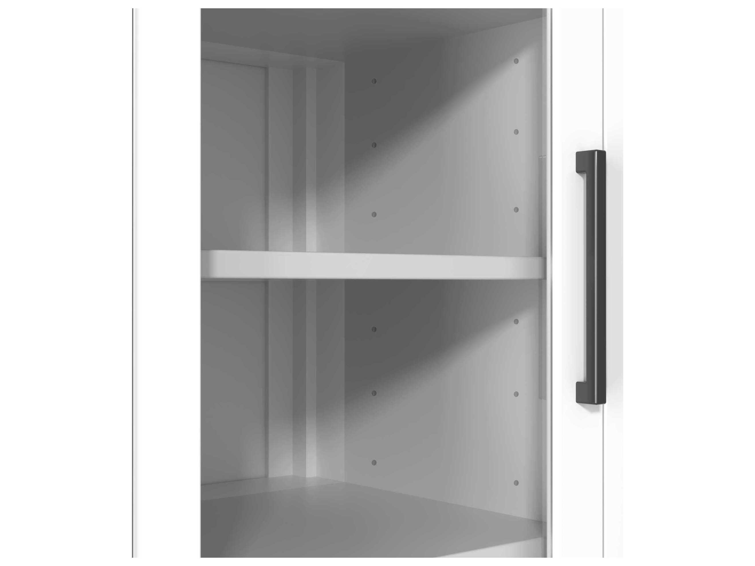 Elegant Lighting Millie White Rubberwood Bath Storage Glass Cabinet