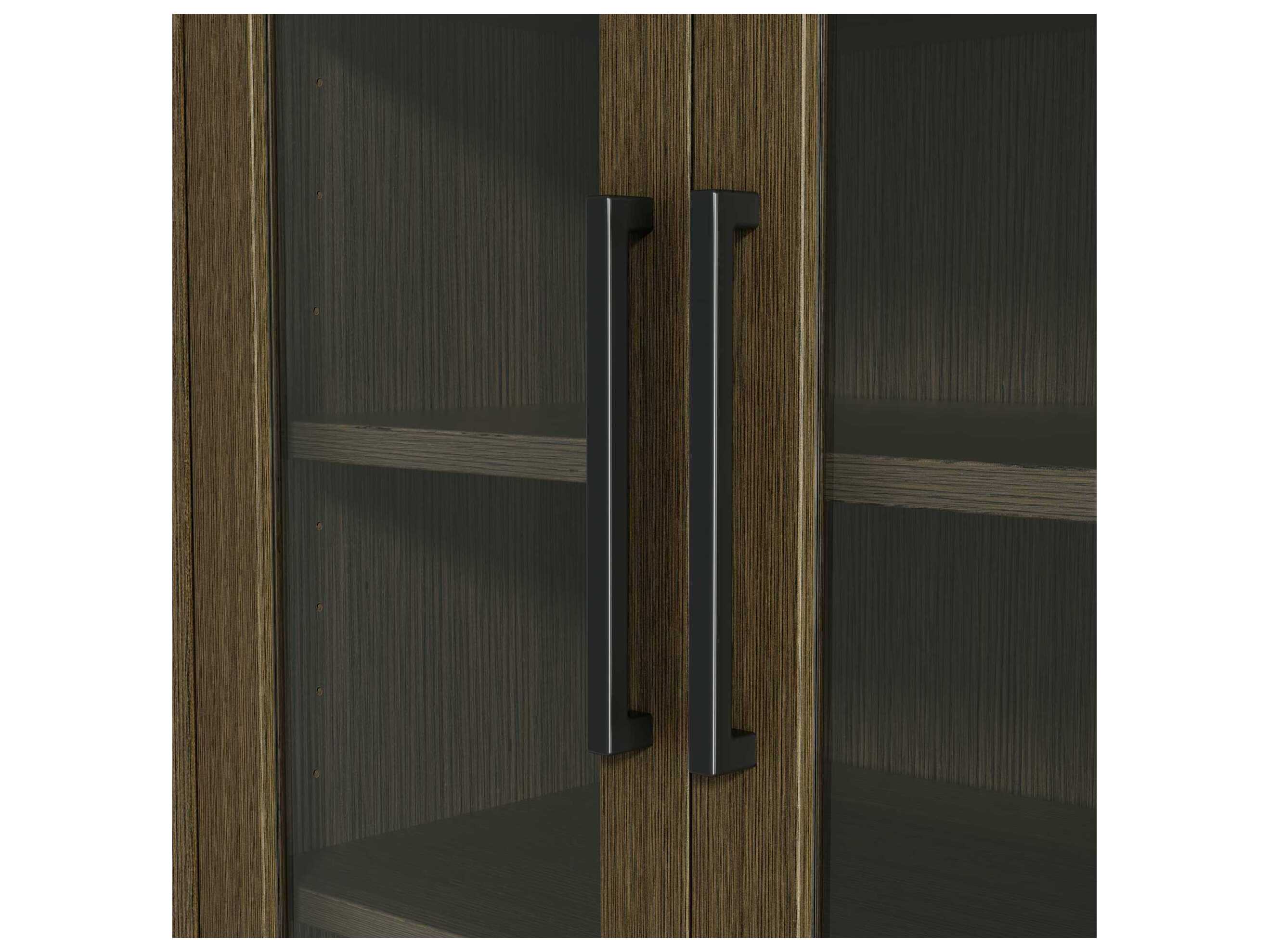 Elegant Lighting Millie Chestnut Brown Rubberwood Bath Storage Glass Cabinet