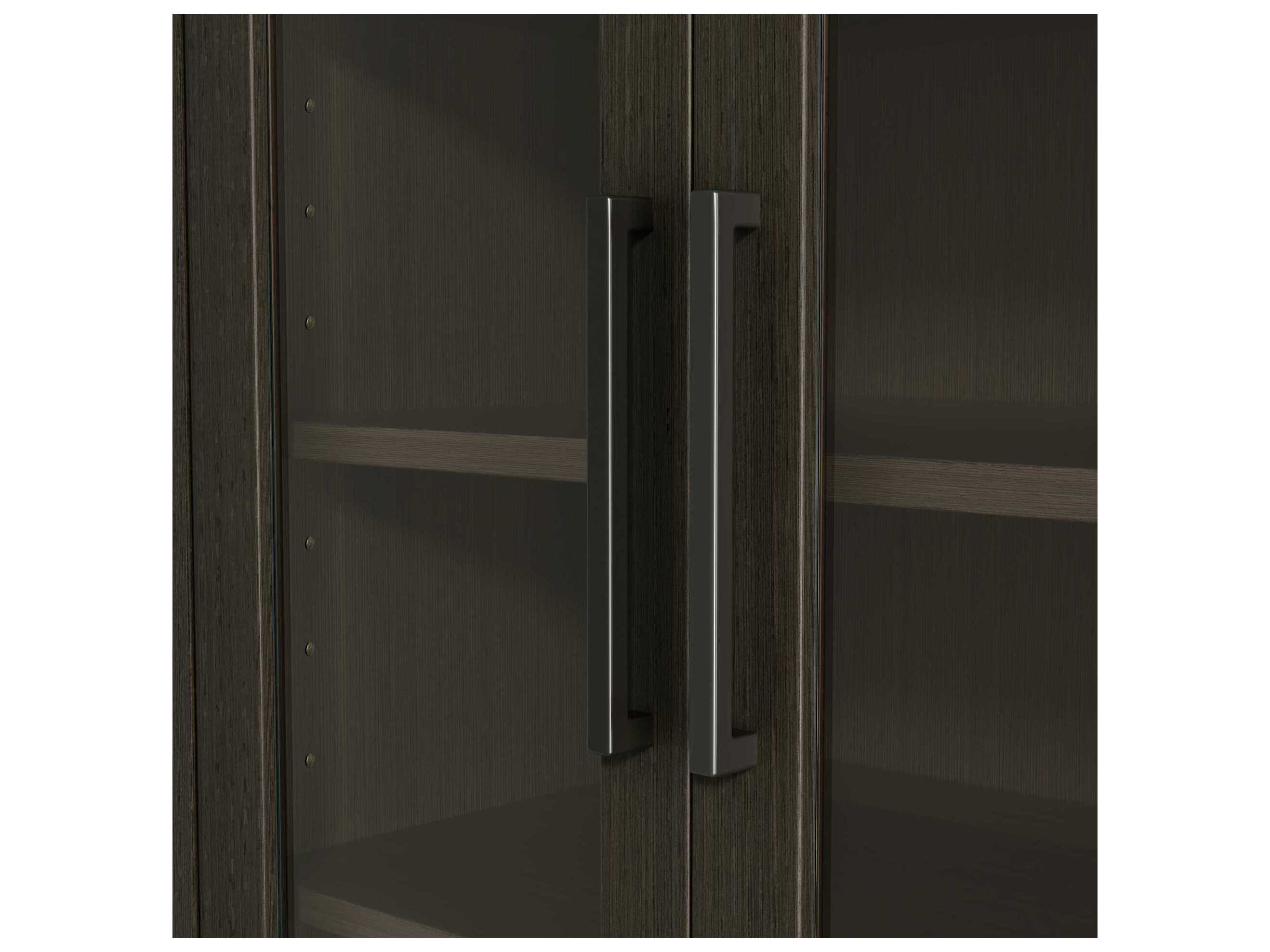 Elegant Lighting Millie Mocha Brown Rubberwood Bath Storage Glass Cabinet