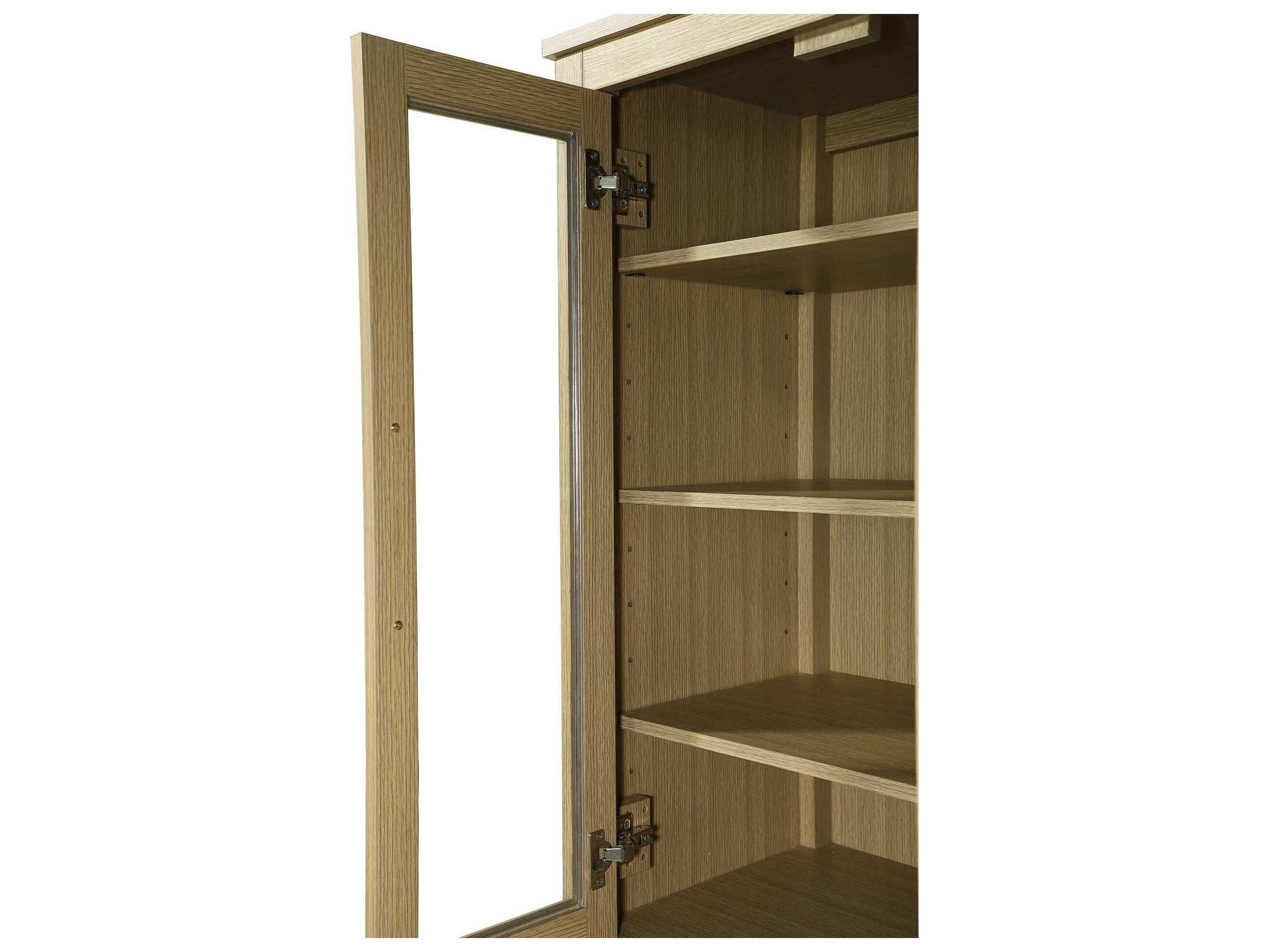 Elegant Lighting Millie Honey Brown Rubberwood Bath Storage Glass Cabinet