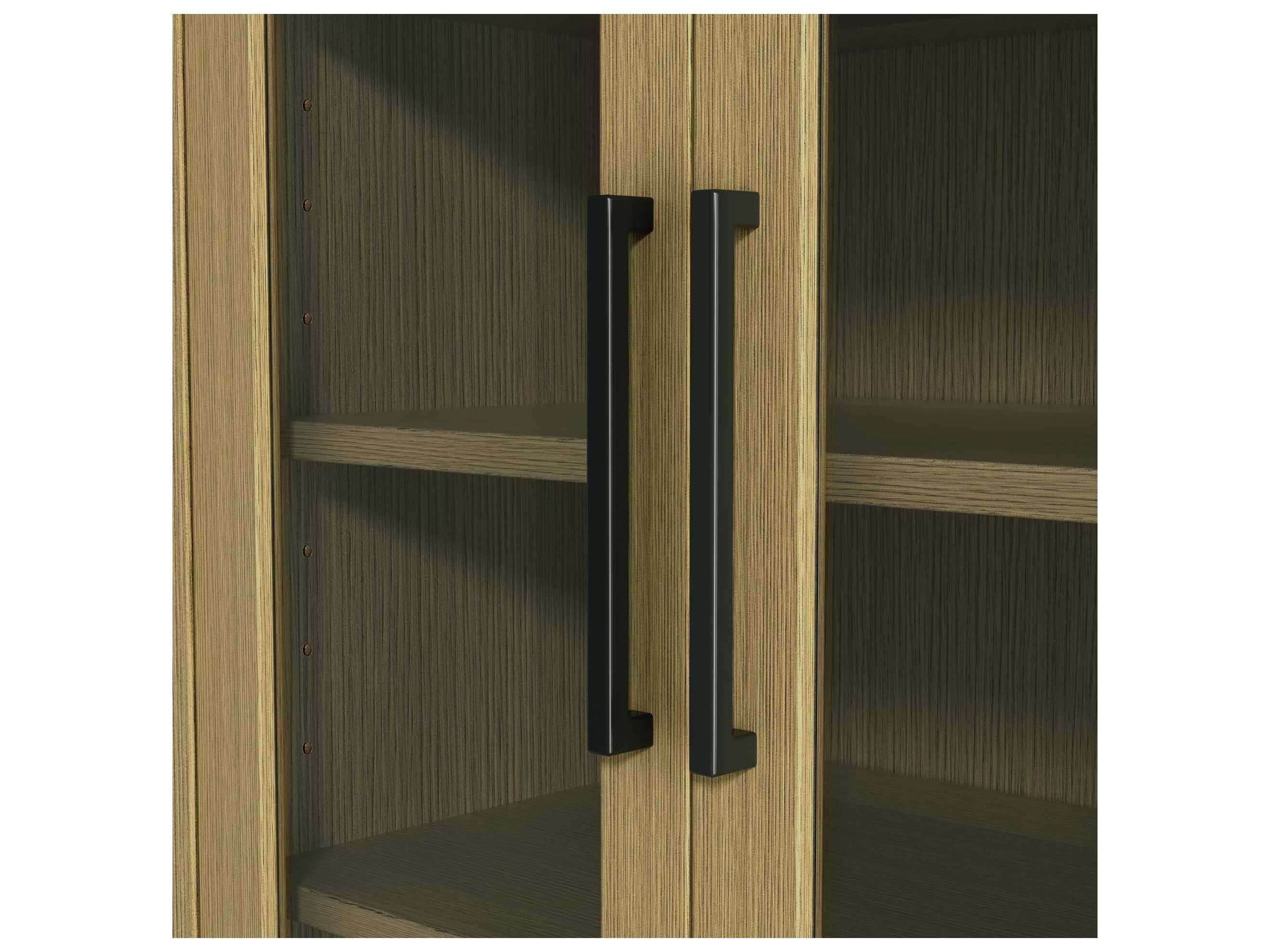 Elegant Lighting Millie Honey Brown Rubberwood Bath Storage Glass Cabinet