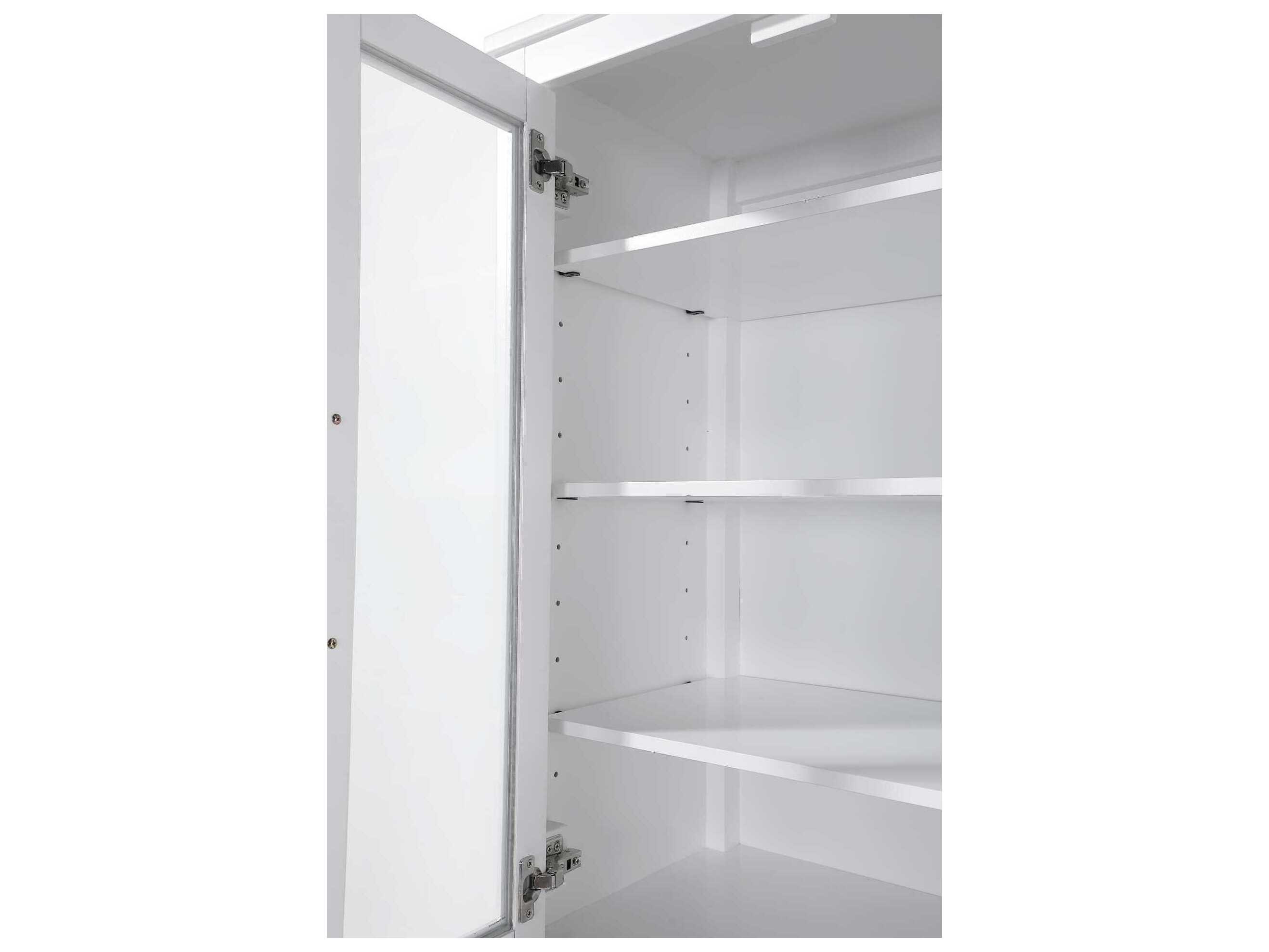 Elegant Lighting Millie White Rubberwood Bath Storage Glass Cabinet