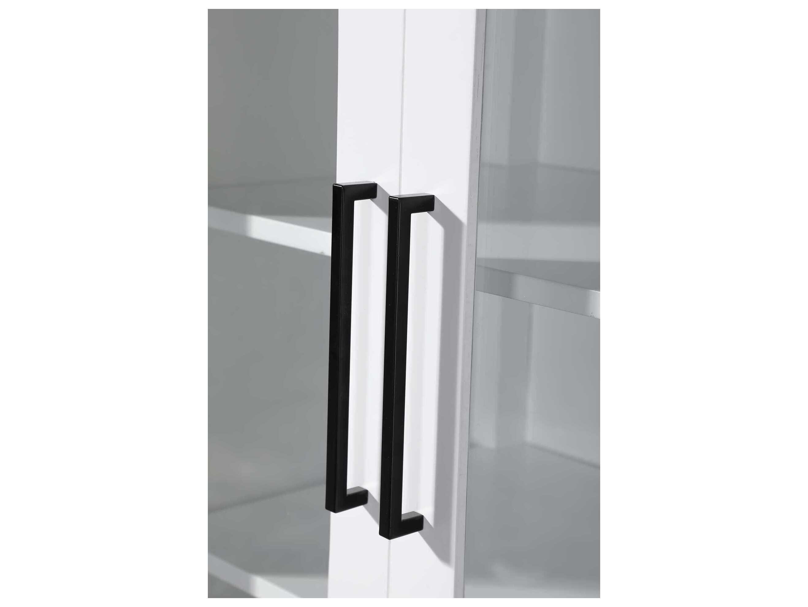 Elegant Lighting Millie White Rubberwood Bath Storage Glass Cabinet