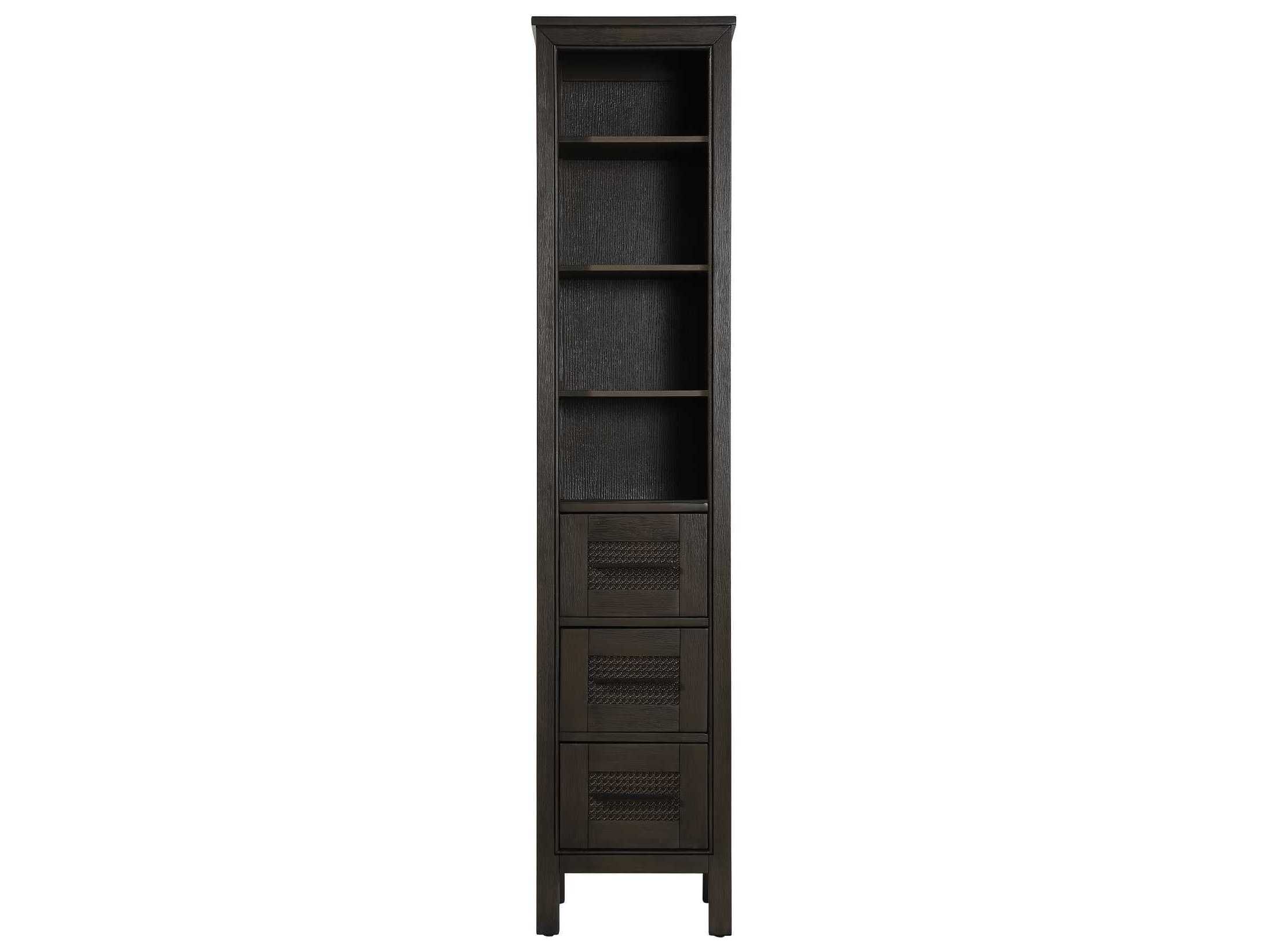 Elegant Lighting Alina Chocolate Oak Brown Rubberwood Open Shelving Bath Storage Cabinet