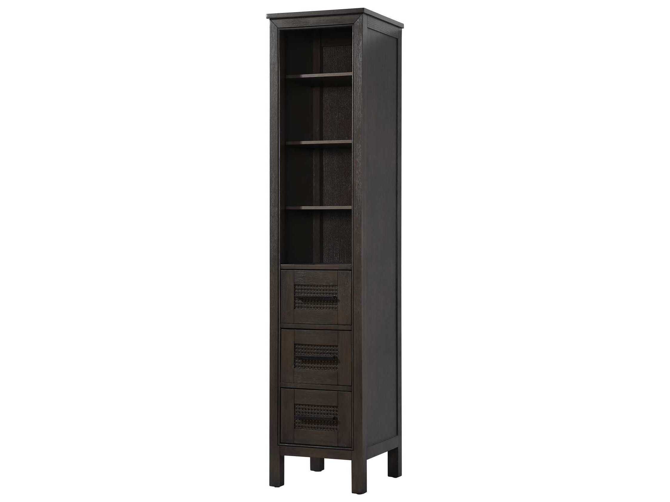Elegant Lighting Alina Chocolate Oak Brown Rubberwood Open Shelving Bath Storage Cabinet