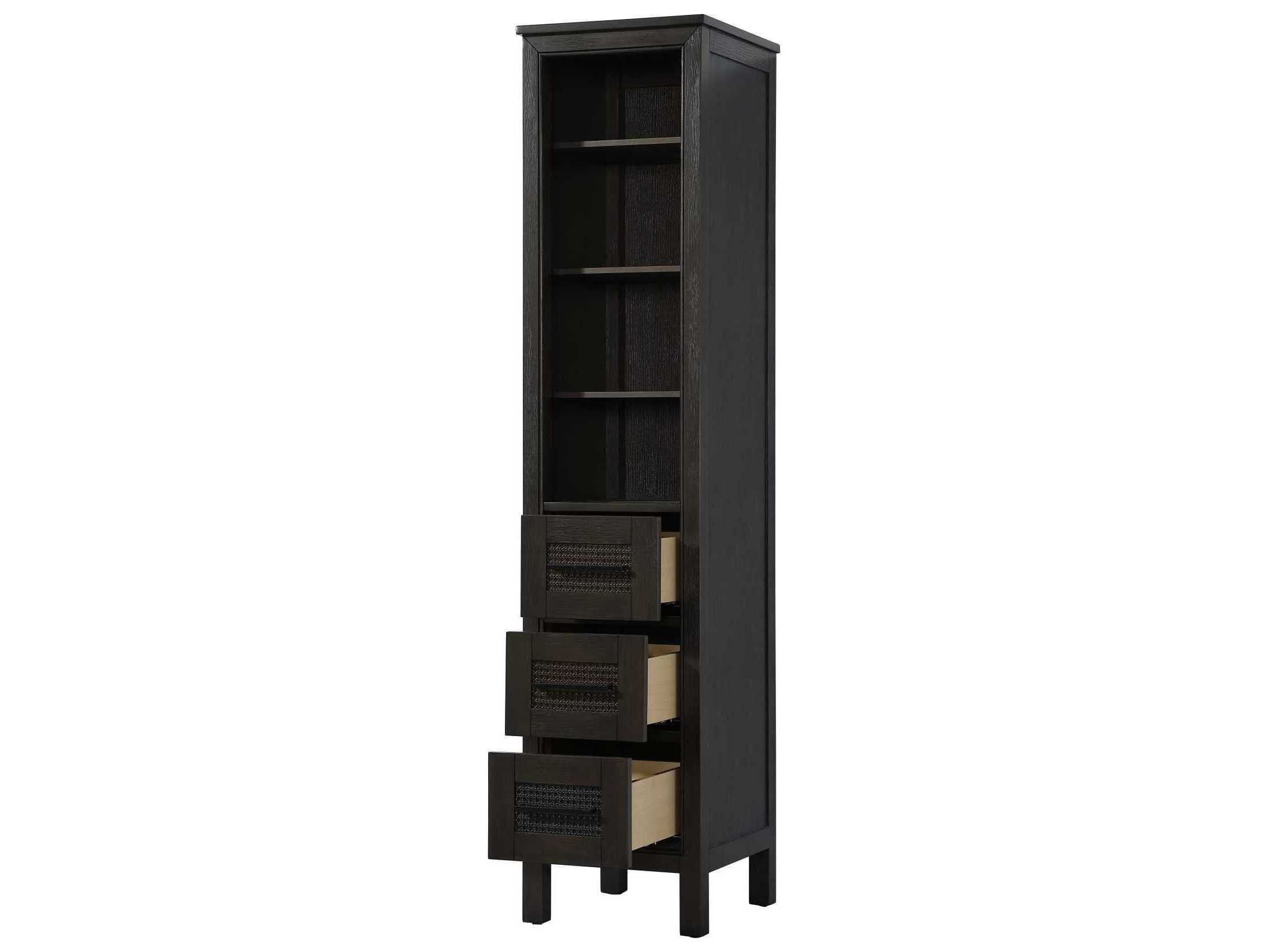 Elegant Lighting Alina Chocolate Oak Brown Rubberwood Open Shelving Bath Storage Cabinet